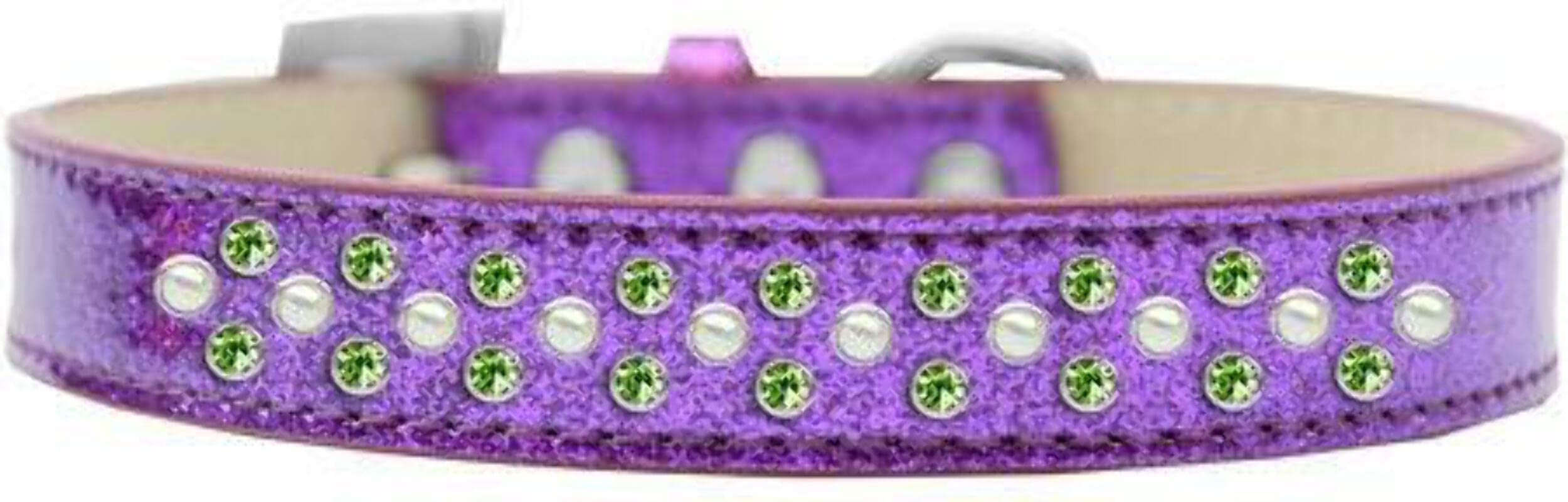 Mirage Pet Products Sprinkles Ice Cream Dog Collar with Pearl and Lime Green Crystals, Size 20, Pink
