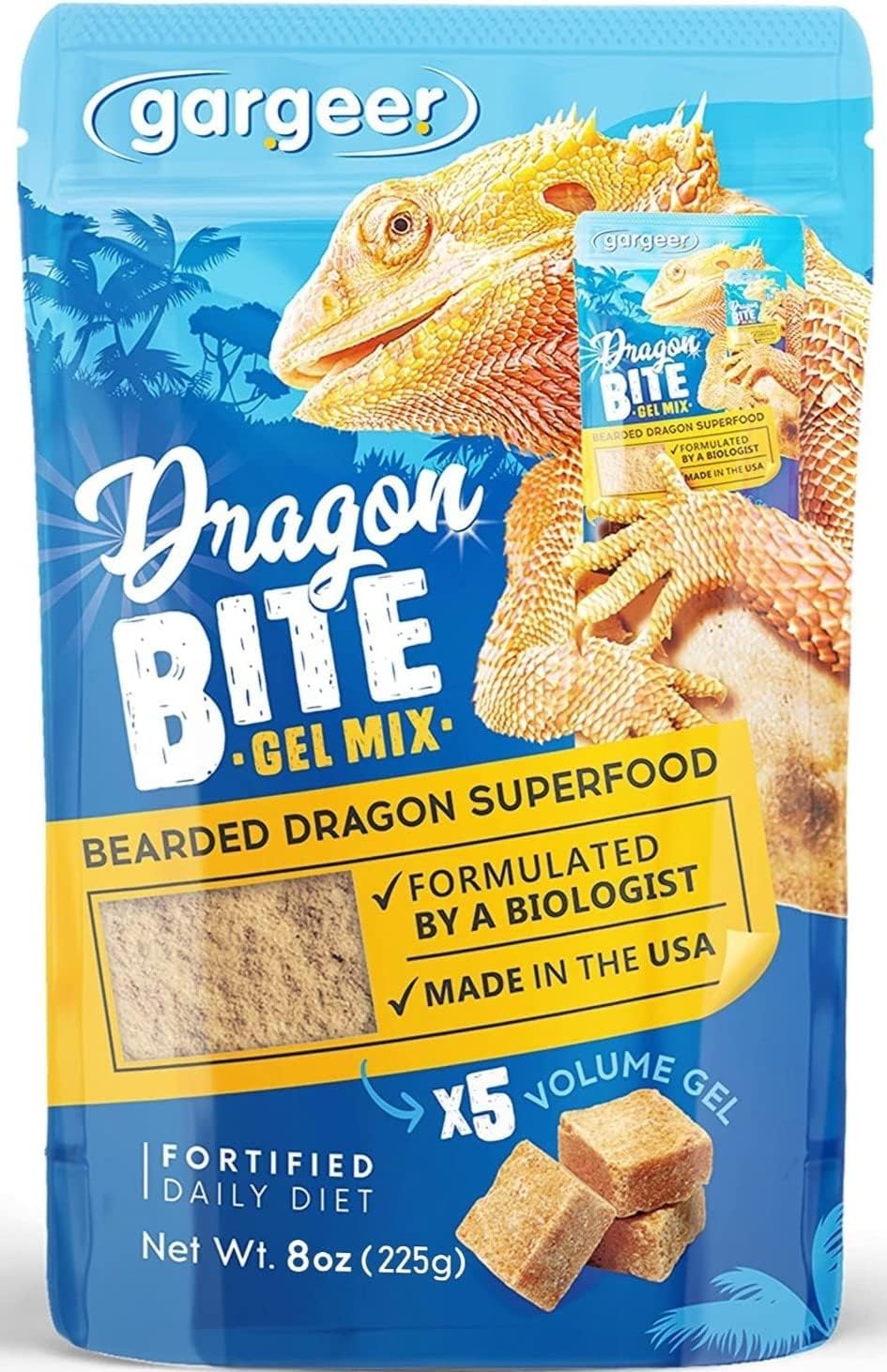 Gargeer 8oz Bearded Dragon Food. Complete Gel Diet for Both Juveniles and Adults. Proudly Made in The USA, Using Premium Ingredi