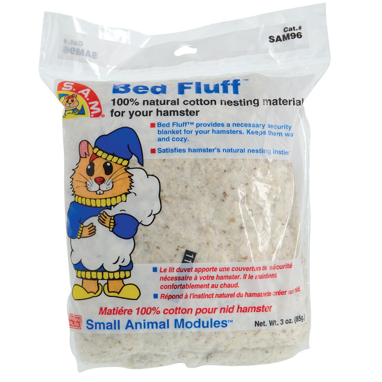 Penn-Plax Bed Fluff- Natural Animal Bedding - 100% Cotton Nesting Material - For Hamsters And Small Animals - 3 Ounces