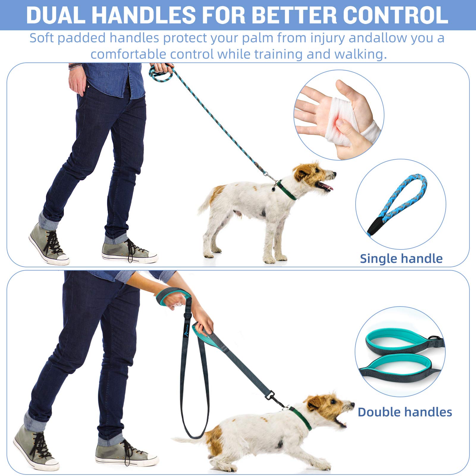 Puppydoggy Dog Leash For Large Medium Dogs 6 Ft Reflective Stitching Large Leash With 2 Traffic Padded Handles Dog Lead Rope Pet Leash For Running Walking Training (Orange 1 Pack)