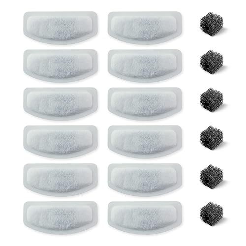 Pet Standard Replacement Water Filter & 6 Pack Replacement Pre-Filter Sponges Compatible With Orsda® 67Oz/2L Stainless Steel Pet Water Fountains, Pack Of 12