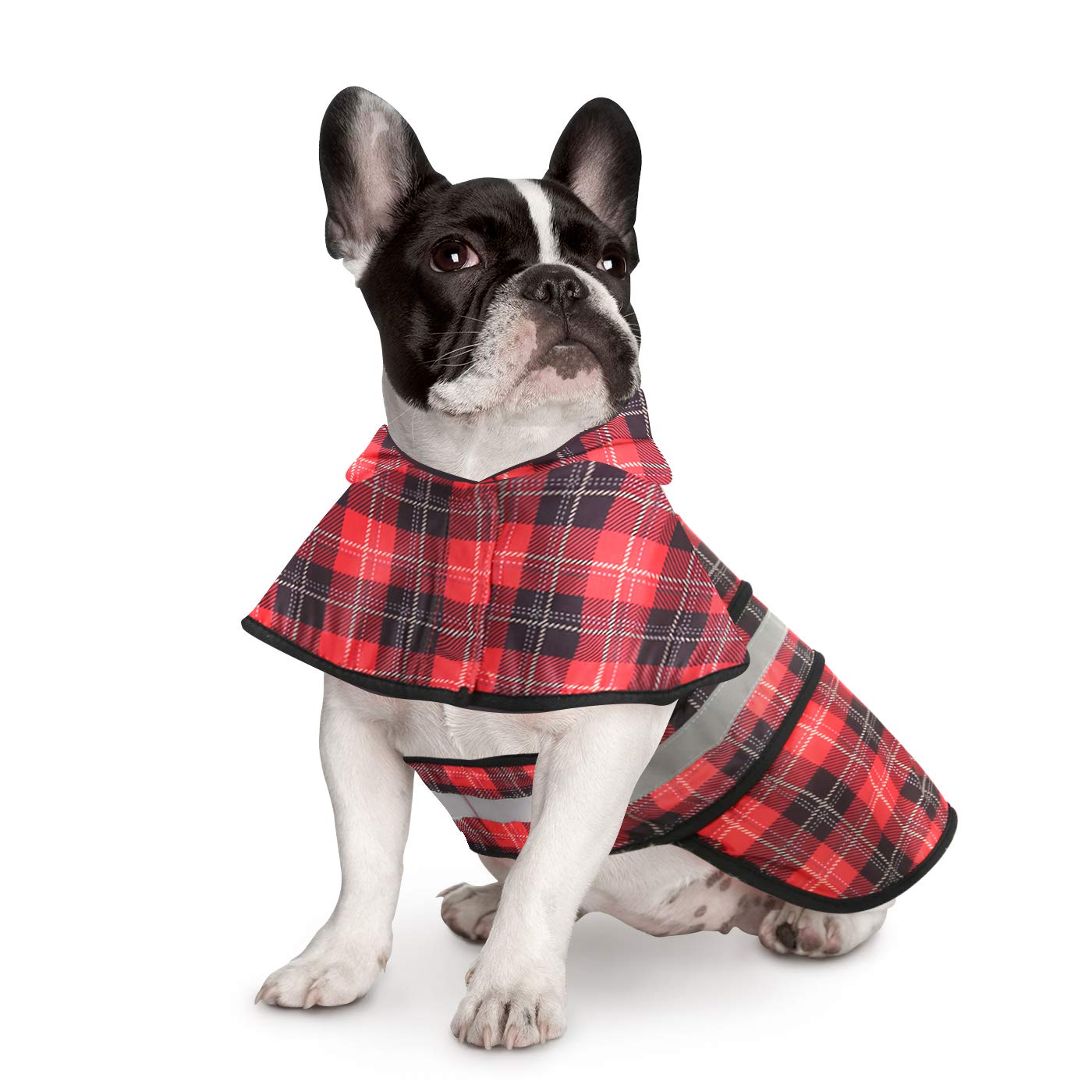 Hde Dog Raincoat Hooded Slicker Poncho For Small To X-Large Dogs And Puppies Plaid - M
