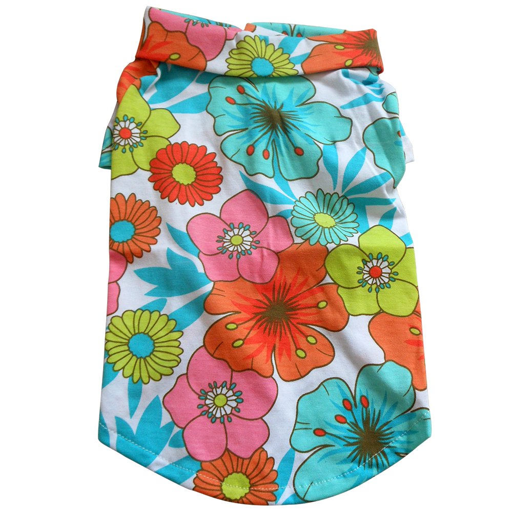 Tangpan Hawaiian Beach Coconut Tree Print Dog Shirt Summer Camp Shirt Clothes(White,Xl)