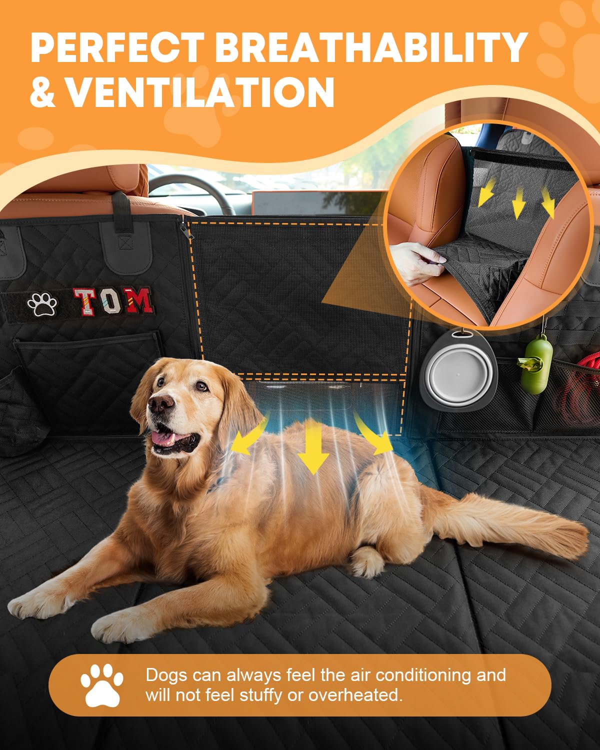 Kohree Dog Car Seat Cover For Back Seat Hard Bottom - Upgraded Reinforced Pp Broads, Heavy Duty 900D Oxford Fabric, Nonslip Anti