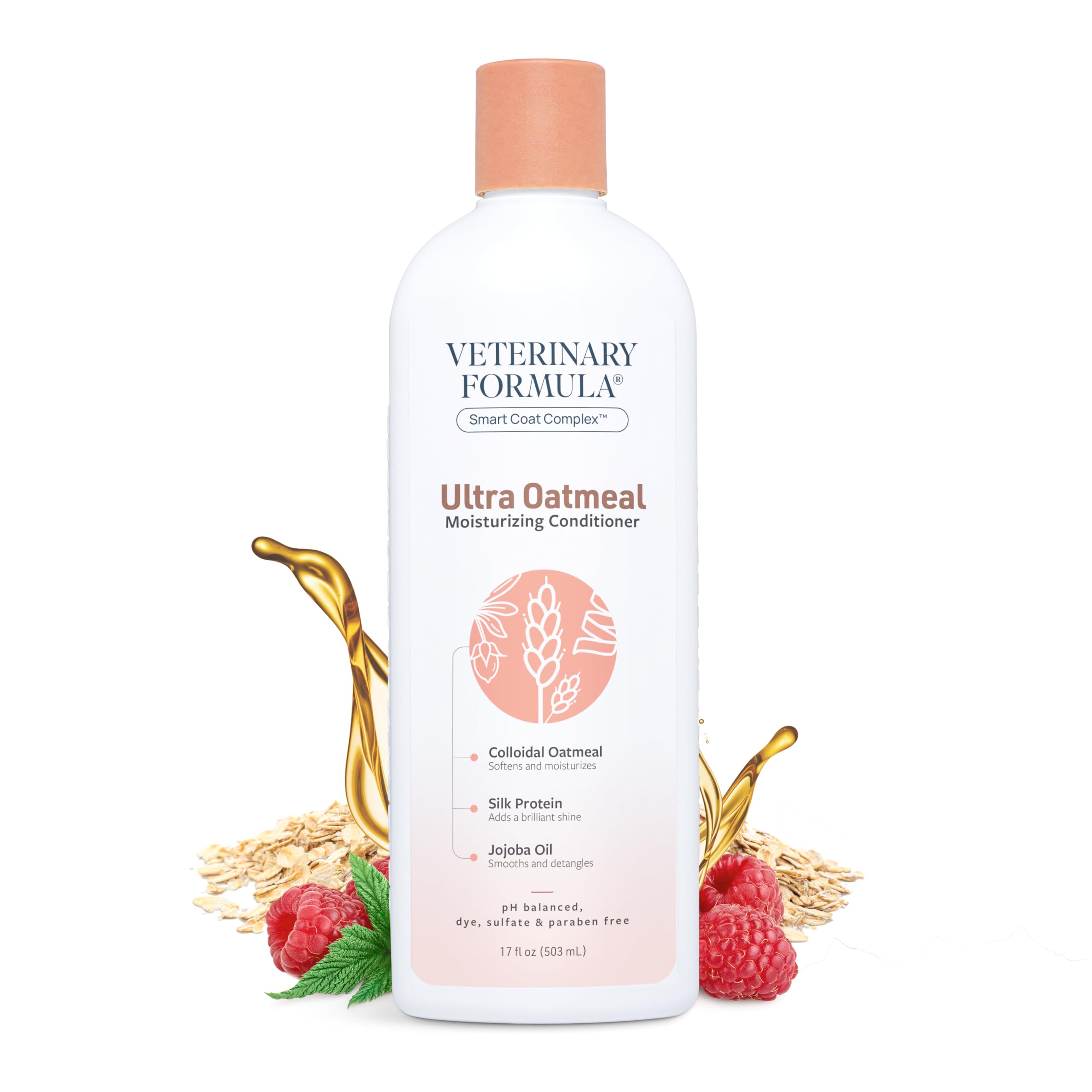 Veterinary Formula Smart Coat Complex Ultra Oatmeal Moisturizing Conditioner for Dogs, 17 Fl oz - with Colloidal Oatmeal & Jojob