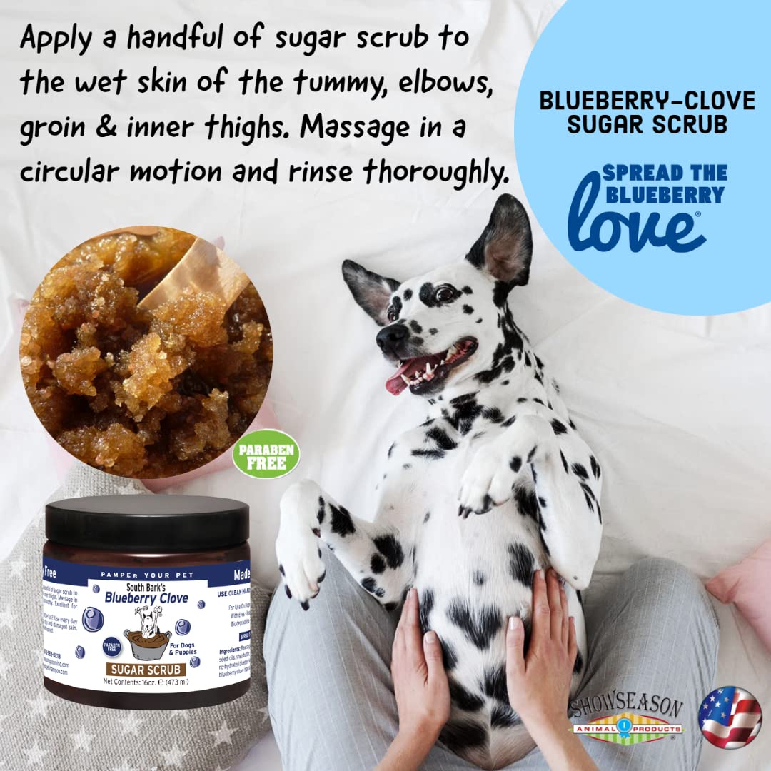 Showseason Animal Products Blueberry-Clove Sugar Scrub for Dogs, 16 oz, Paraben-Free, Non-Toxic, Biodegradable, Sugary Brown
