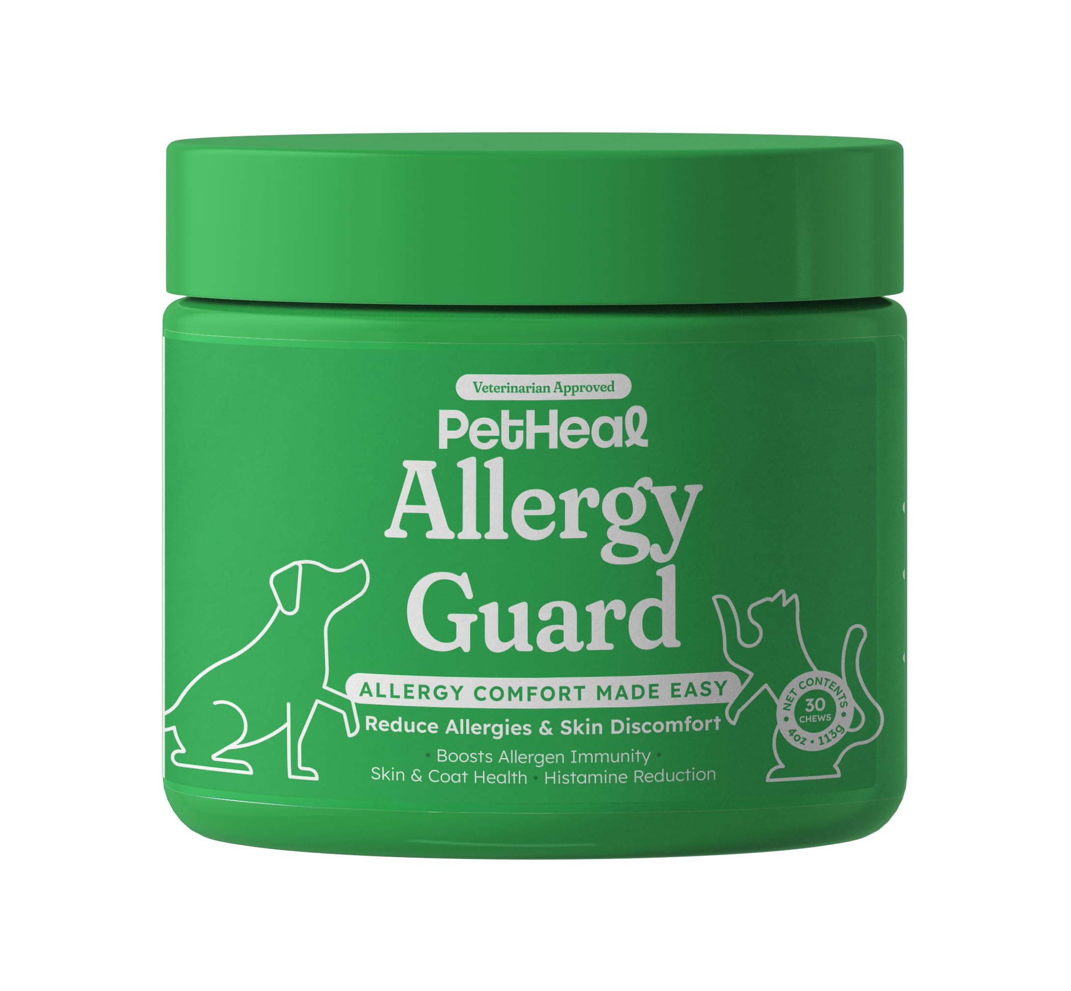 PetHeal Allergy Guard Chews for Dogs - Vet-Reviewed - Reduces Itching & Supports Immune, Gut, Skin & Coat Health with Colostrum,