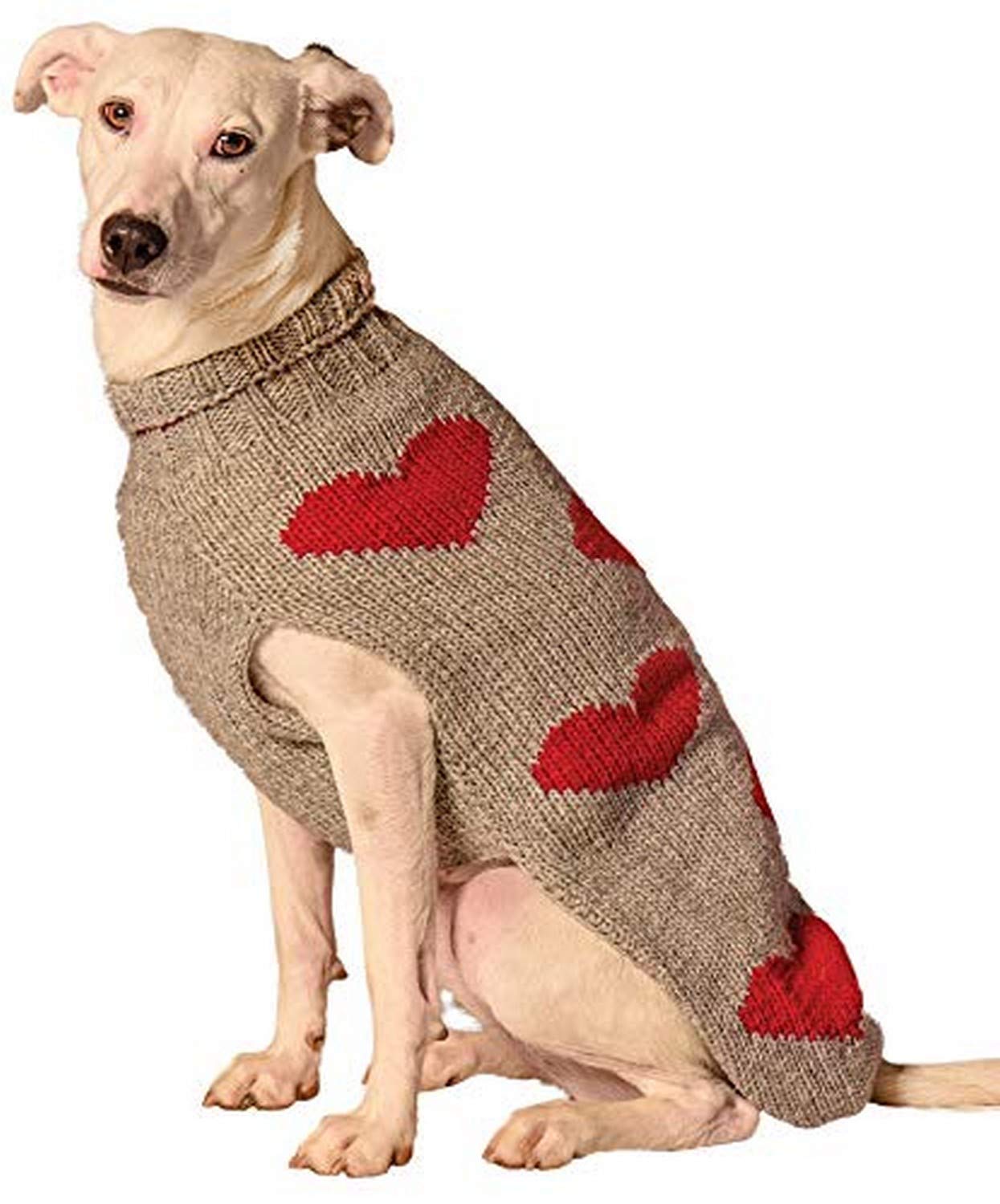 Chilly Dog Red Hearts Dog Sweater (Large)
