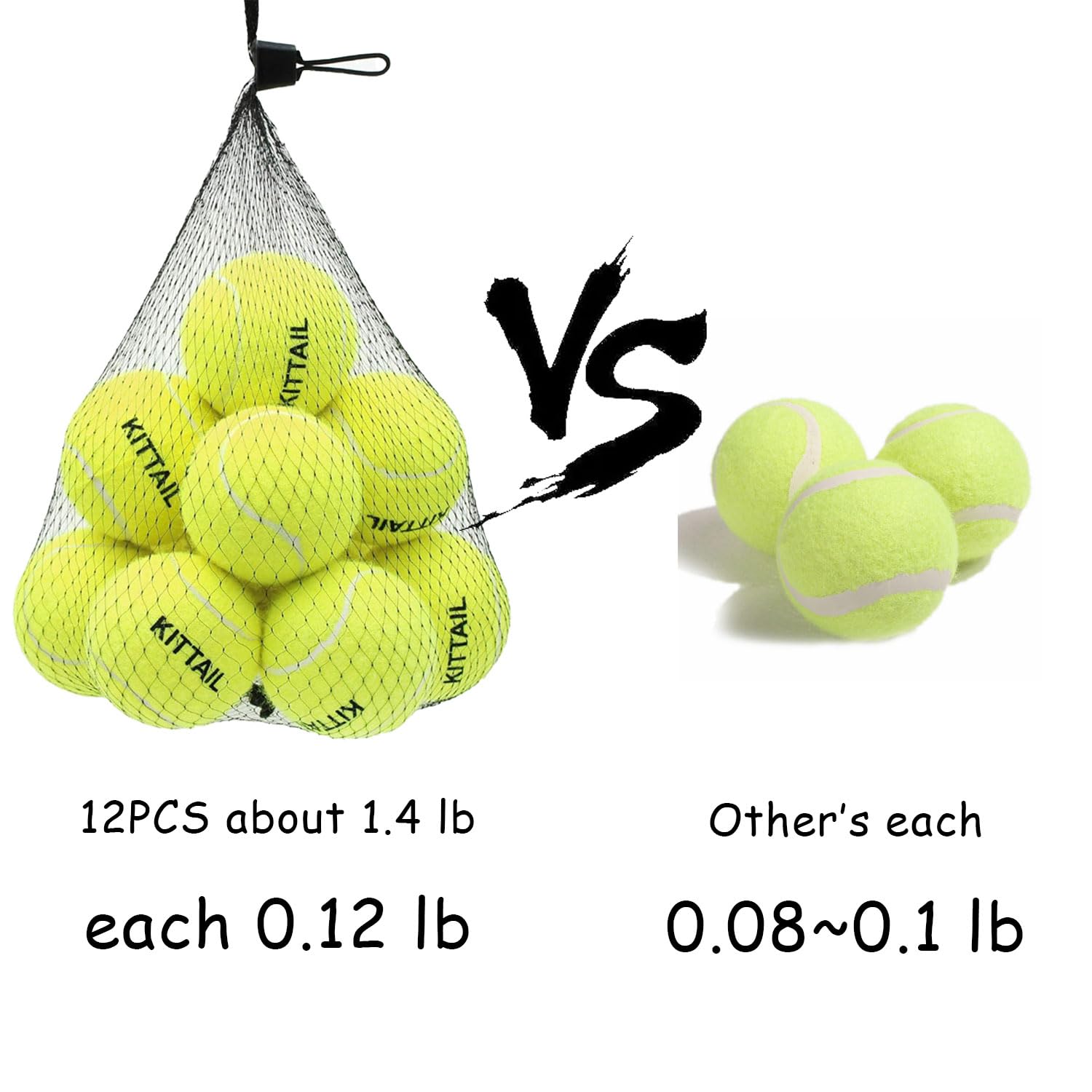 Kittail 12 Pcs Squeaky Tennis Balls For Dogs - 2.58' Interactive Doggy Toys - Mini Safe, Durable For Small Medium Large Dogs Training Playing, With 1 Reusable Carry Bag