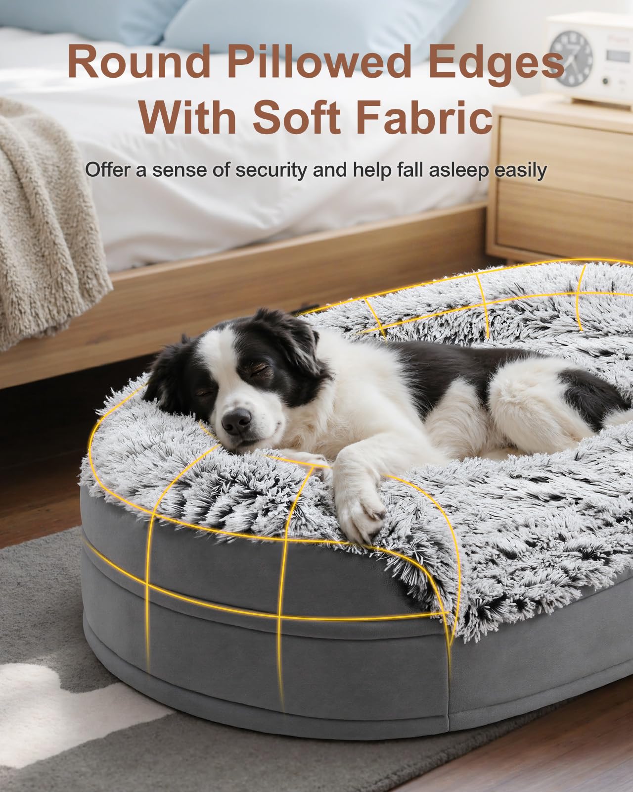 iweepet Dog Beds for Jumbo Dogs, 47.5x35x7.6, Removable and Washable Cover, Raised Reboundable Edges, Non Slip Bottom, Extra Big