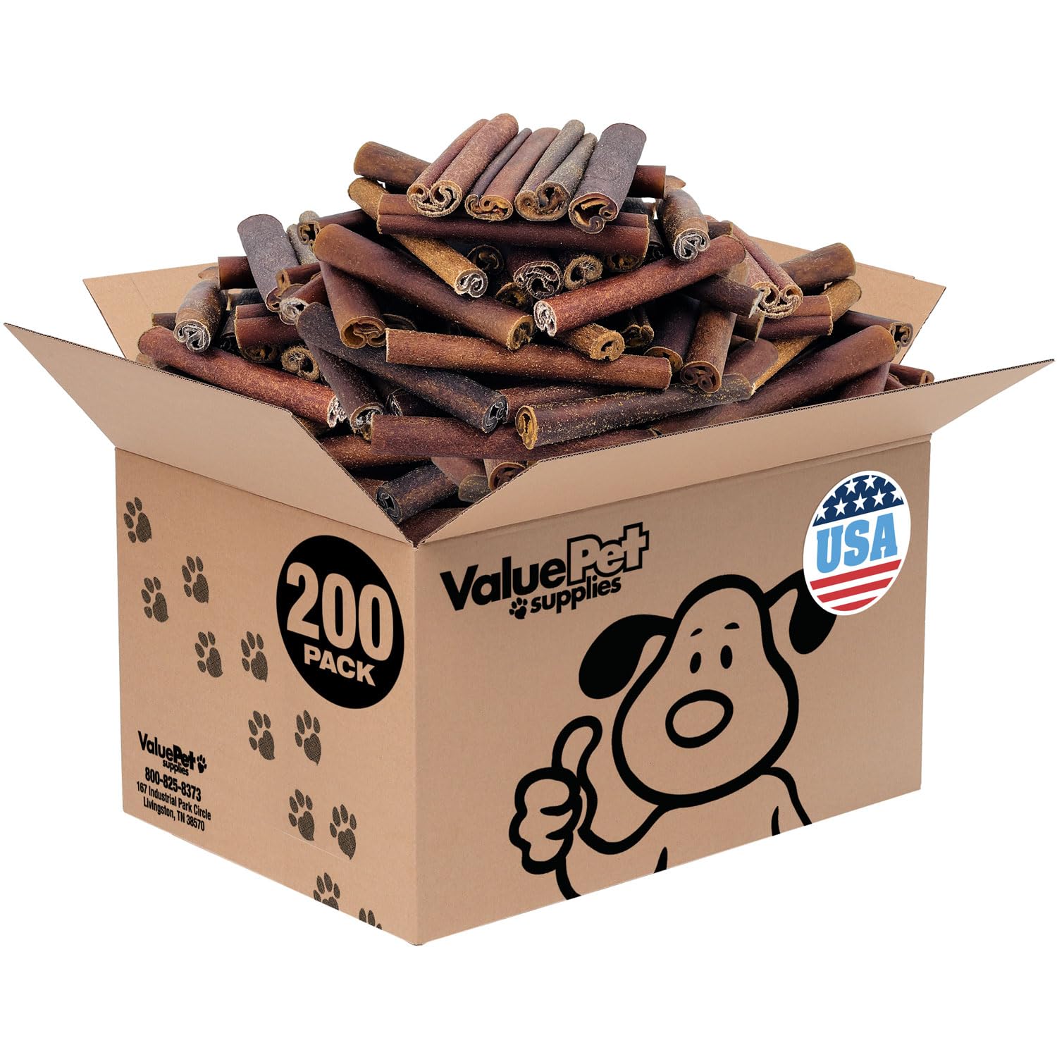 ValueBull USA Collagen Sticks for Dogs, 6 Inch Super Jumbo Chews, Natural Long-Lasting Dog Treats, 200 Count Wholesale Pack - Pr