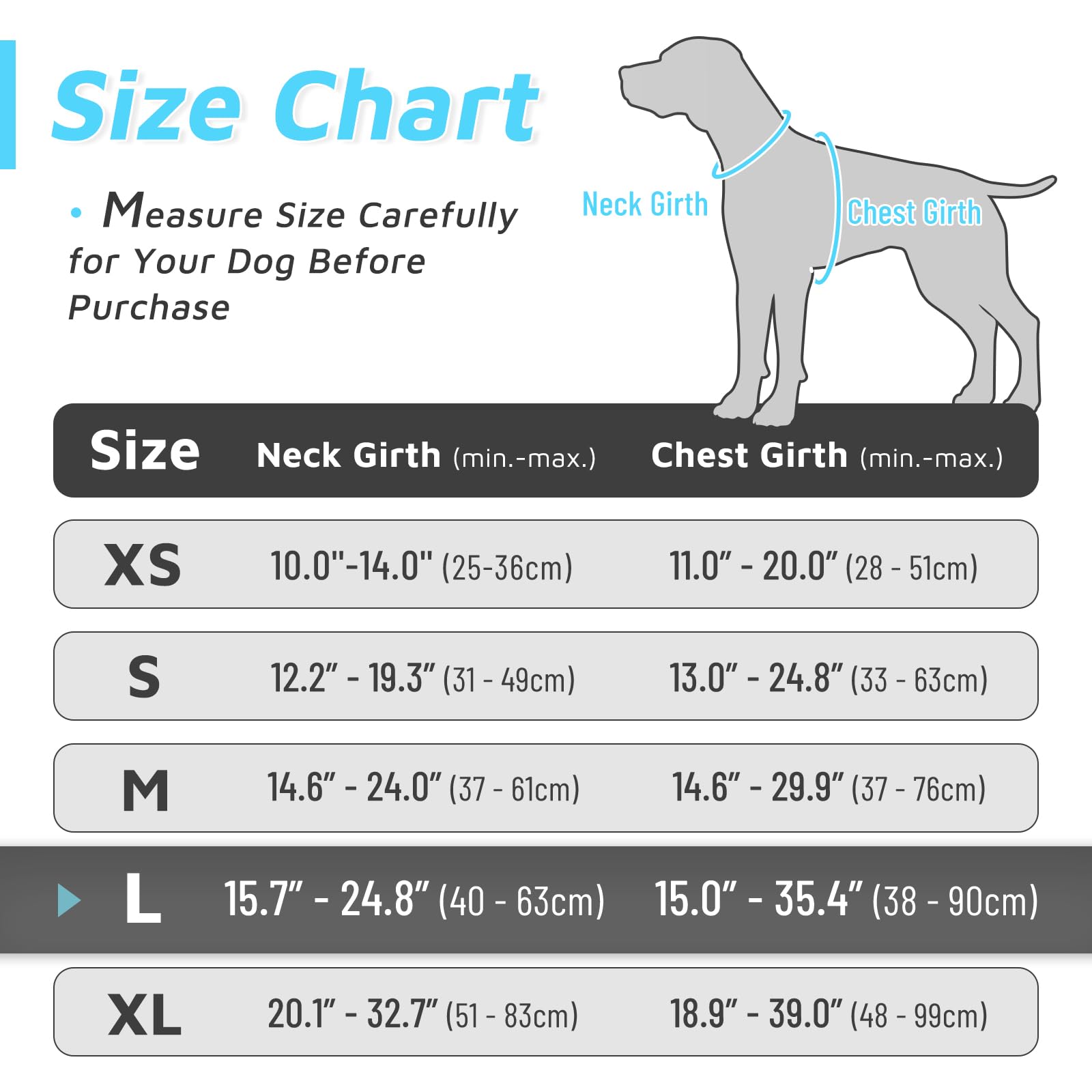 Eagloo Dog Harness For Large Dogs, No Pull Service Vest With Reflective Strips And Control Handle, Adjustable And Comfortable For Easy Walking, No Choke Pet Harness With 2 Metal Rings, Sky Blue, L