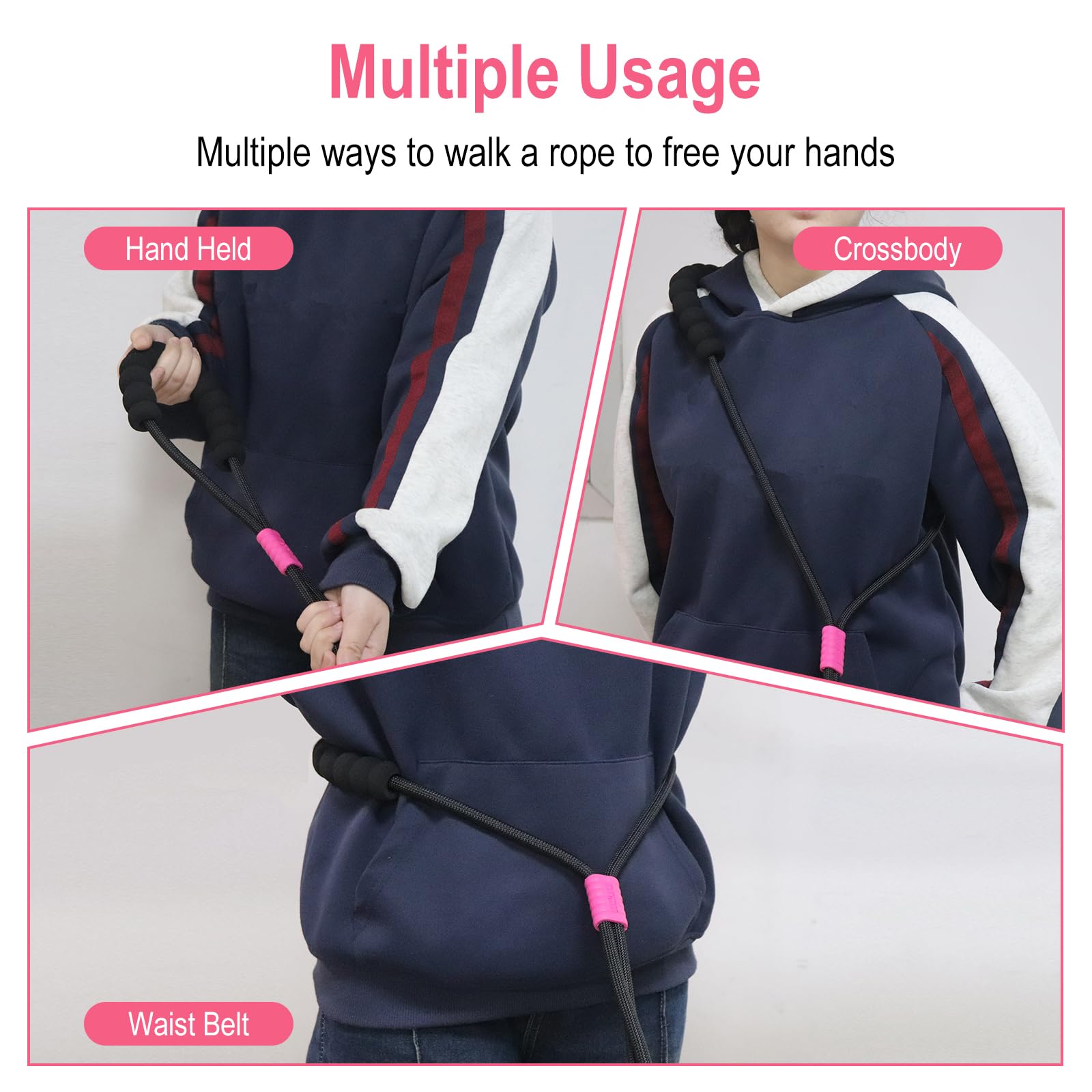 Mewzoo Double Dog Leash For Two Dogs,Dual Hands Free Heavy Duty Dog Leashes,360 Swivel No Tangle Walking Leash,Soft Padded Handl