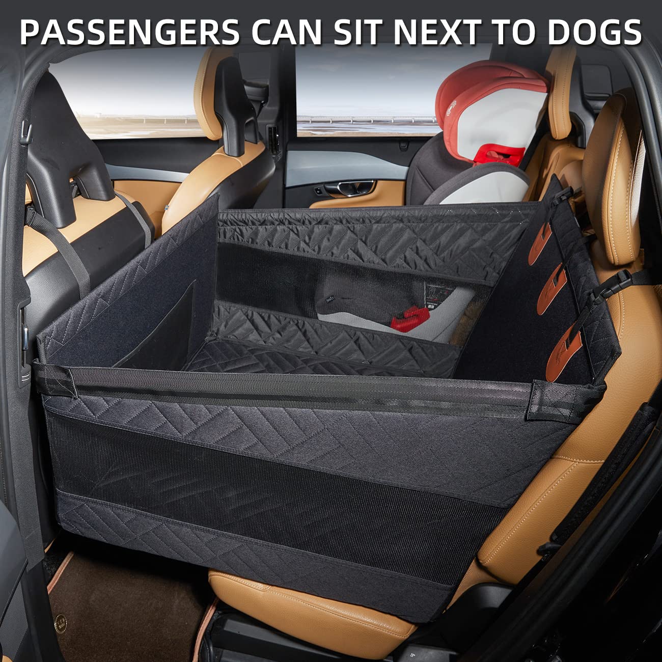 TKYZ Large Dog Car Seat,Back Seat Extender for Dogs,Waterproof Medium Dog Seat Cover for Backseat, Pet Bed for Car Hammock(Black