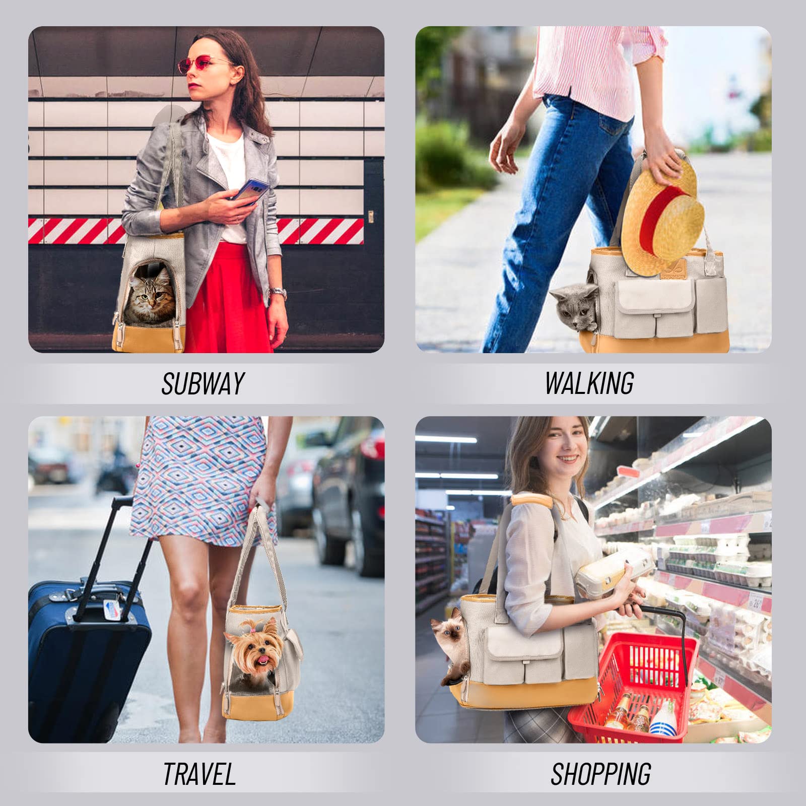 Johomviin Dog Carrier, Cat Carrier, Pet Carrier, Foldable Waterproof Premium Pu Leather Oxford Cloth Dog Purse, Portable Tote Ba