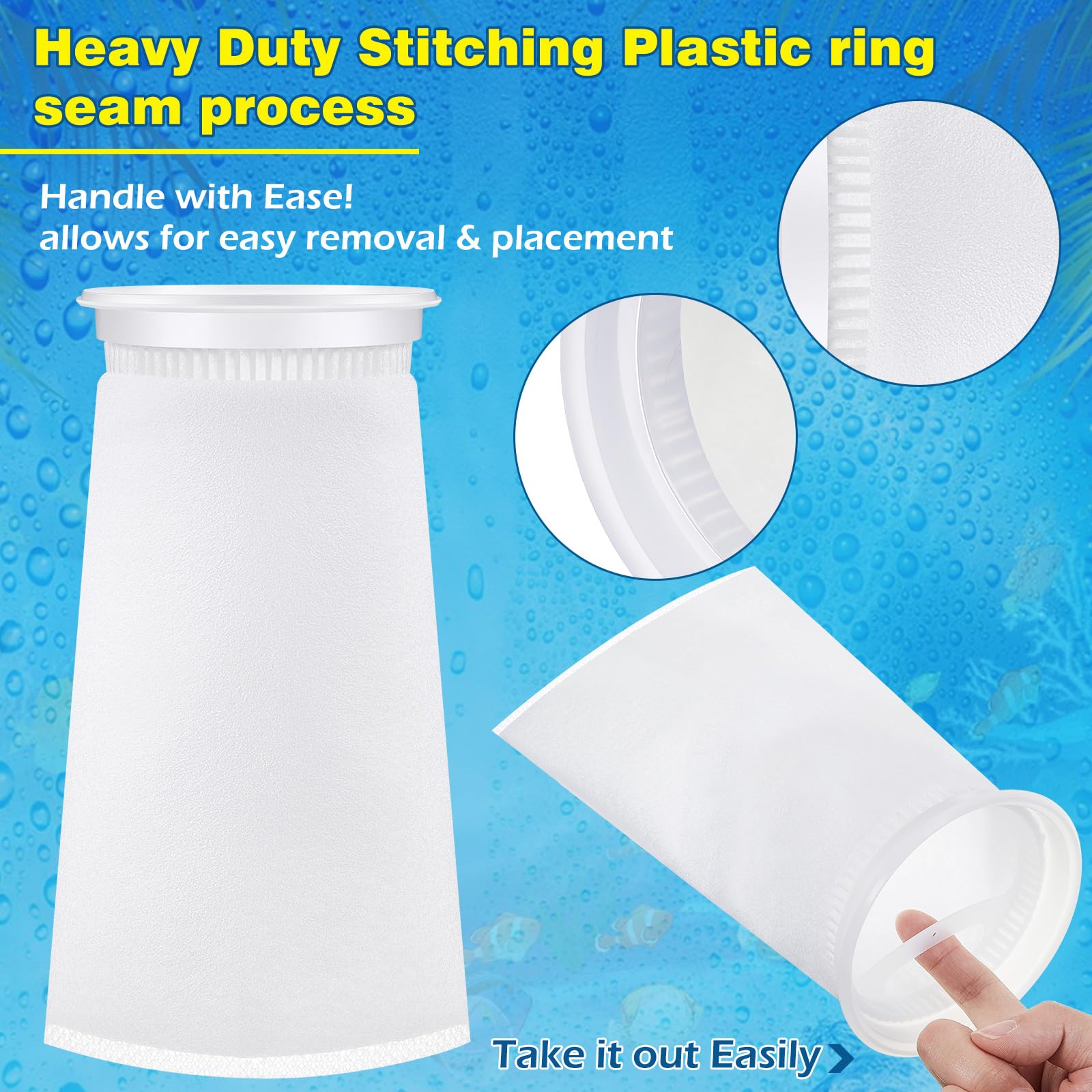 Jecery 16 Pack 4 Inch Ring Filter Socks 200 M Aquarium Filter Bags Aquarium Socks For Tank Sump Saltwater Freshwater(9.5    4 In