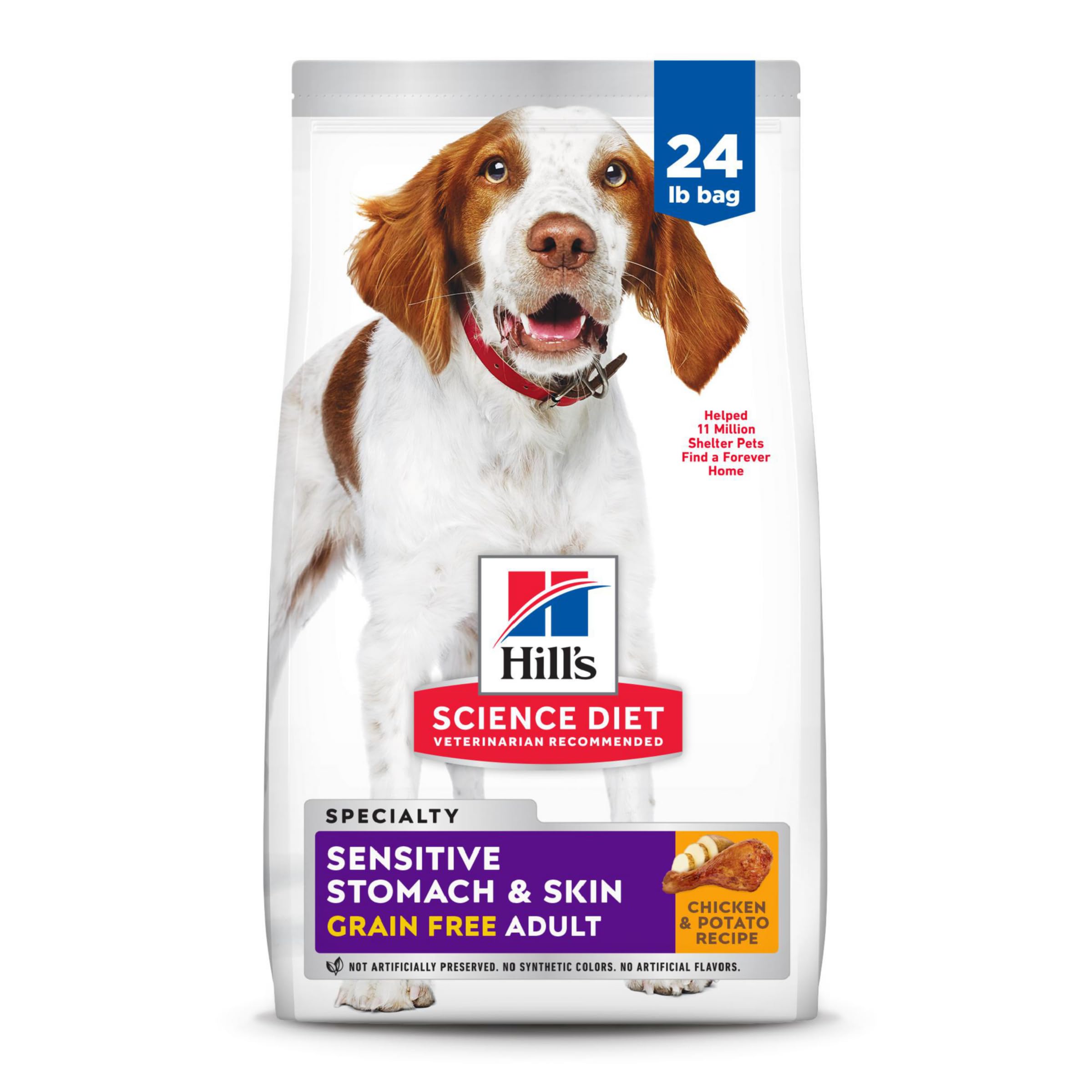 Hills Science Diet Sensitive Stomach & Skin, Adult 1-6, Stomach & Skin Sensitivity Support, Dry Dog Food, Grain Free Chicken & 