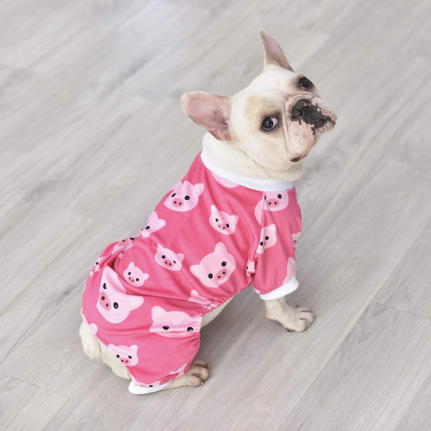 Cutebone Pink Pig Dog Pajamas Cute Cat Clothes Pet Pjs Onesie, Large P46L