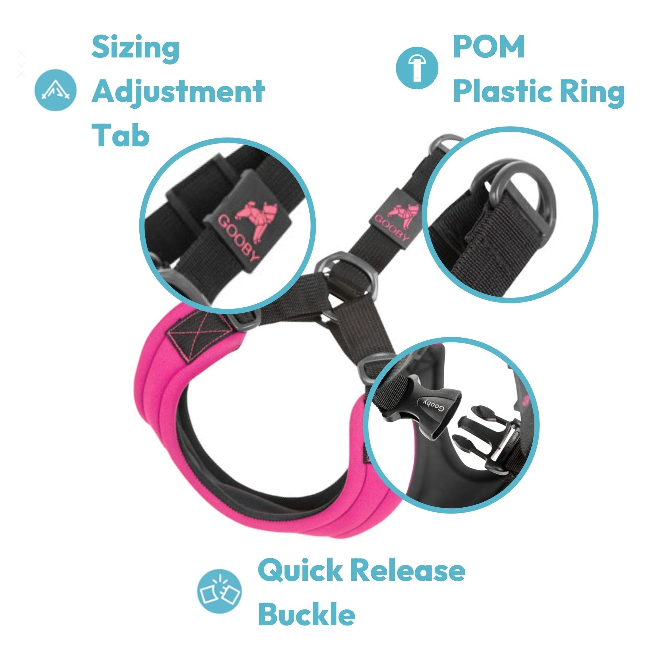 Gooby Escape Free Sport Harness - Turquoise, Medium - No Choke Step-In Patented Neoprene Small Dog Harness, Four-Point Adjustmen