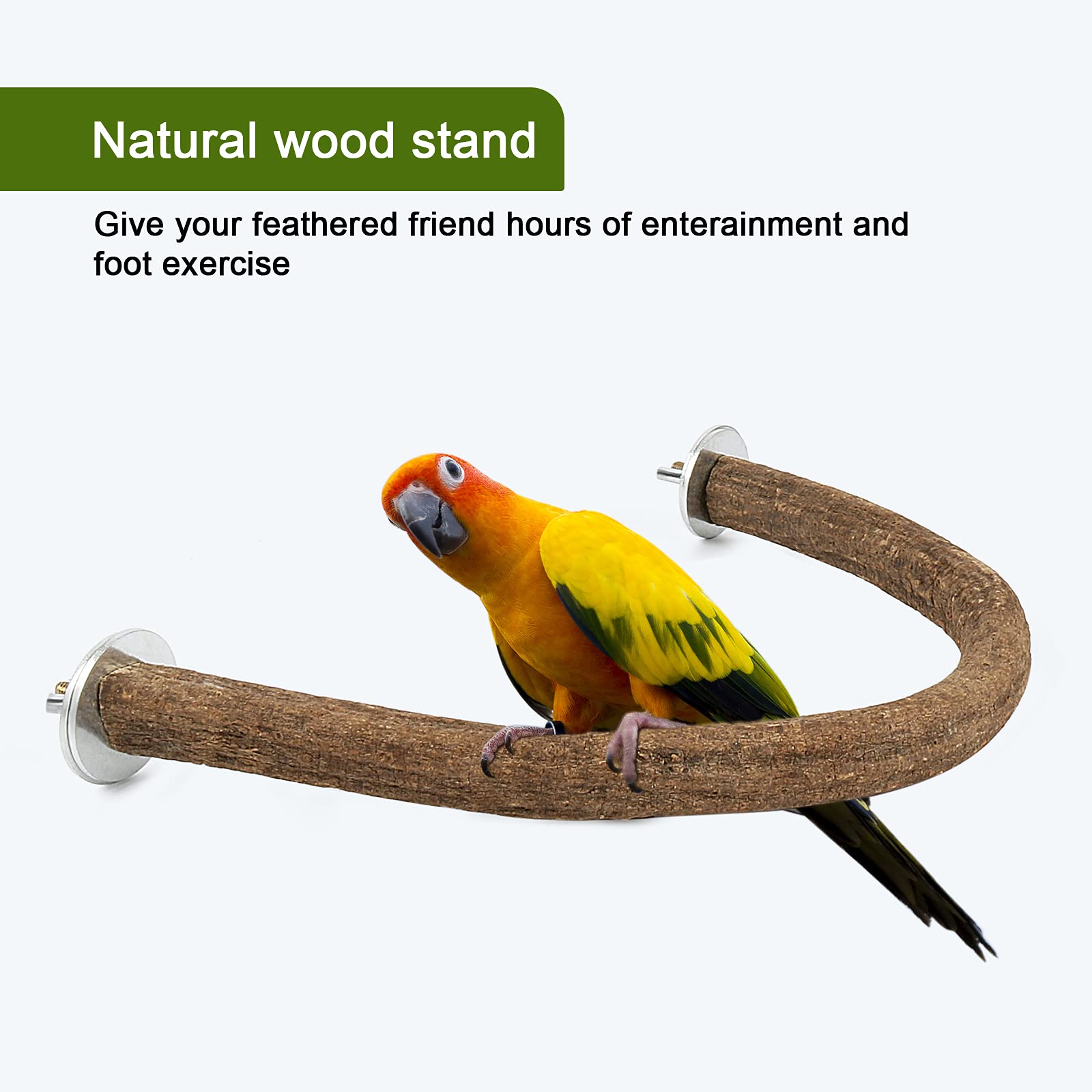Rypet Parrot Bird Natural Wood Stand Perch Swing, U Shape