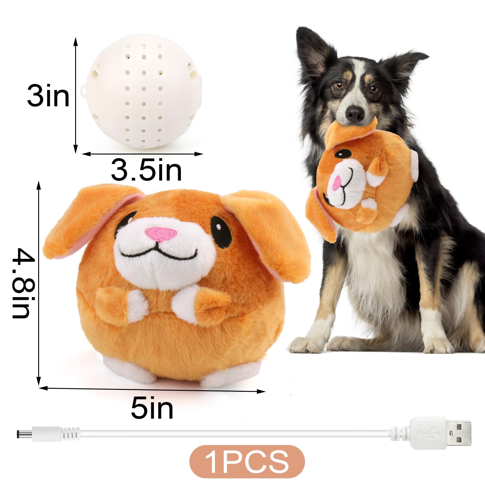 Baborui Interactive Dog Toys Puppy, Jumping Squeaky Dog Toys With Recording And Music Modes, Rechargeable Moving Dog Chew Toys F