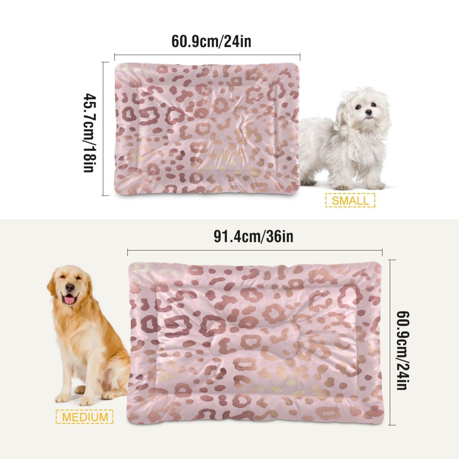 Coikll Leopard Pink Pet Bed Pad Soft Dog Bed Mat With Anti-Slip Bottom, Machine Washable Crate Pad Mattress For Dog Sleeping- 24