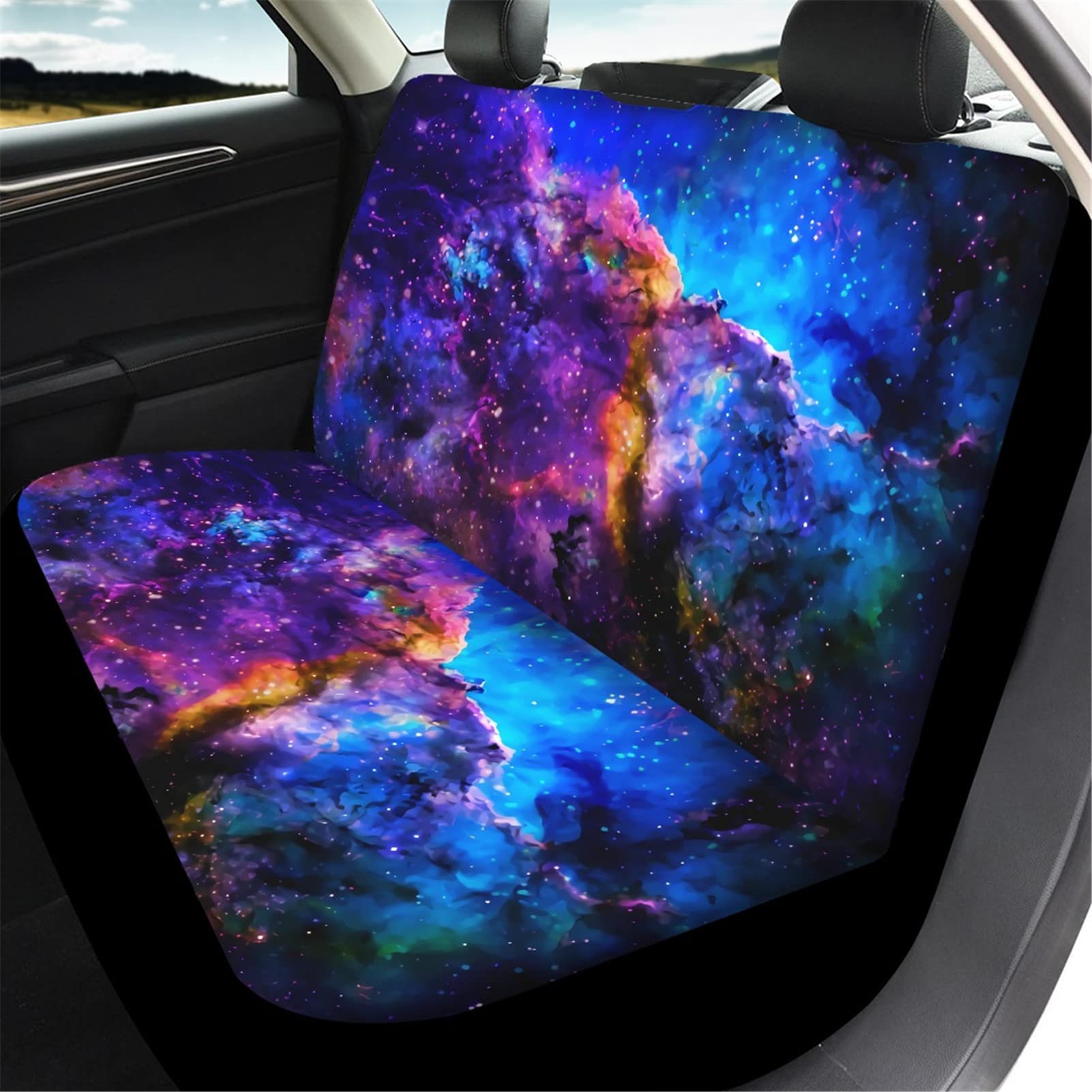 Afpanqz Nebula Galaxy Car Rear Seat Cover Non-Slip Stretch Universal Fit, Baby Dog Pets Work Back Seat Cover For Car Truck Van S