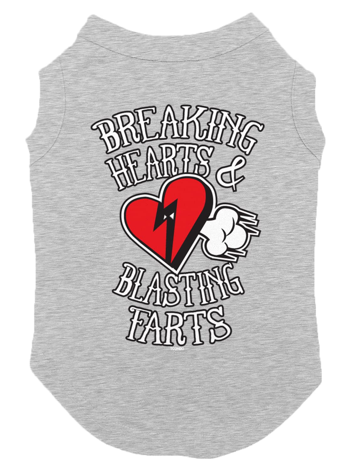 Tcombo Breaking Hearts & Blastings Farts Dog Shirt (Light Gray, X-Large)