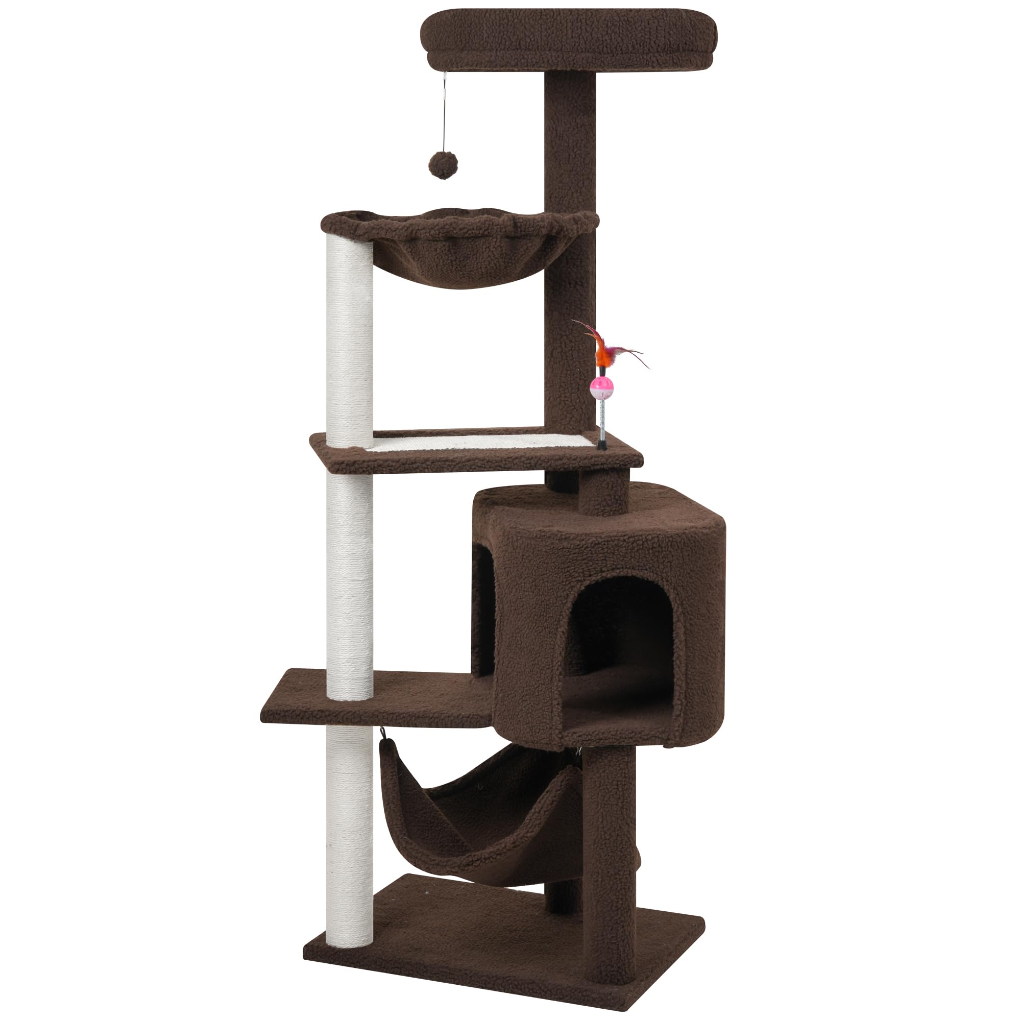 Yunique Cat Tree With Cat Condo Scratch Posts Scratch Tablet And Big Hammock, (60.2 Coffee)