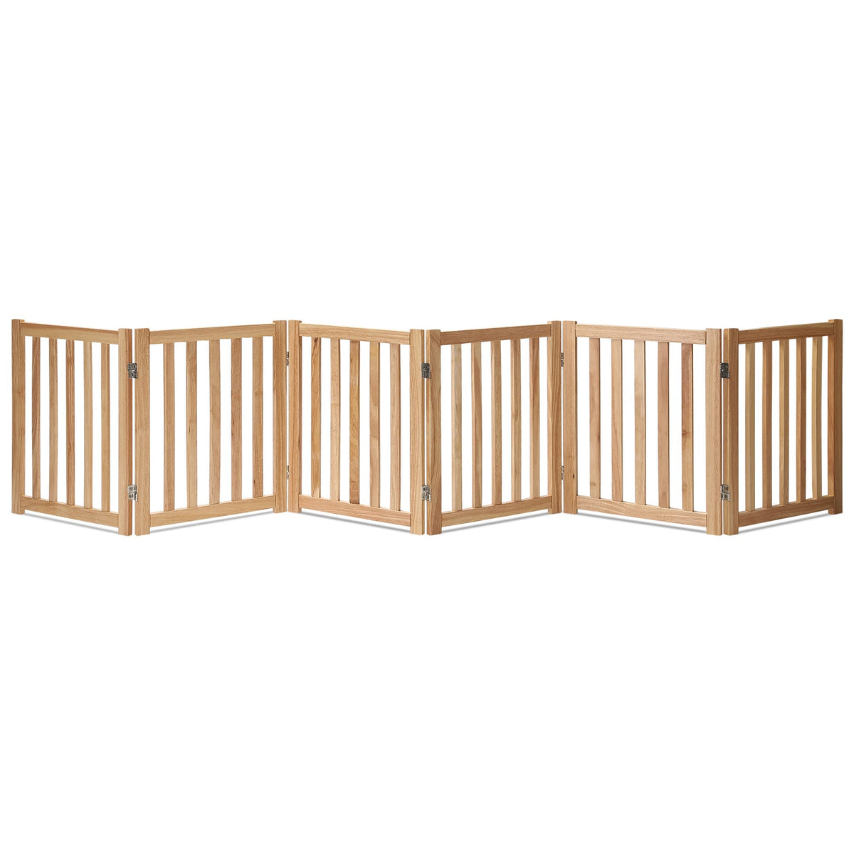 Lzrs 6-Panel Extra-Wide Freestanding Wooden Dog Gate – 24”High Foldable Safety Pet Barrier For Doorways, Hallways, Kitchens, And Long Staircases, Durable Design Fit Small To Medium Dogs, Natural