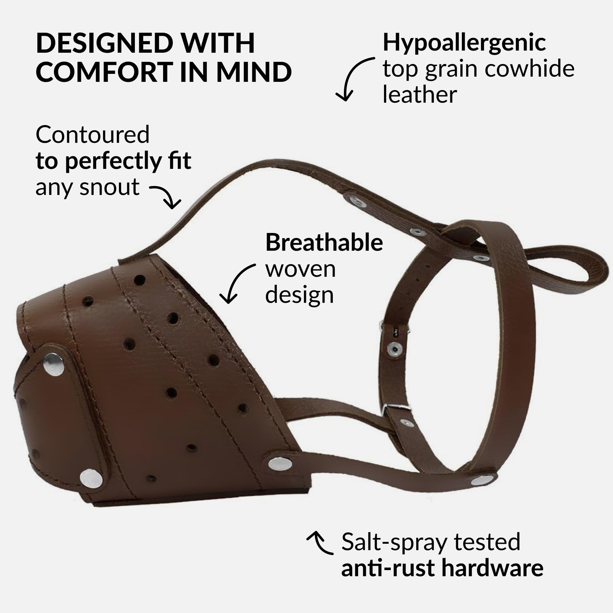 Collardirect Leather Basket Dog Muzzle For German Shepherd Staffordshire Terrier Pitbull Medium Large Breeds Training, Anti-Bark