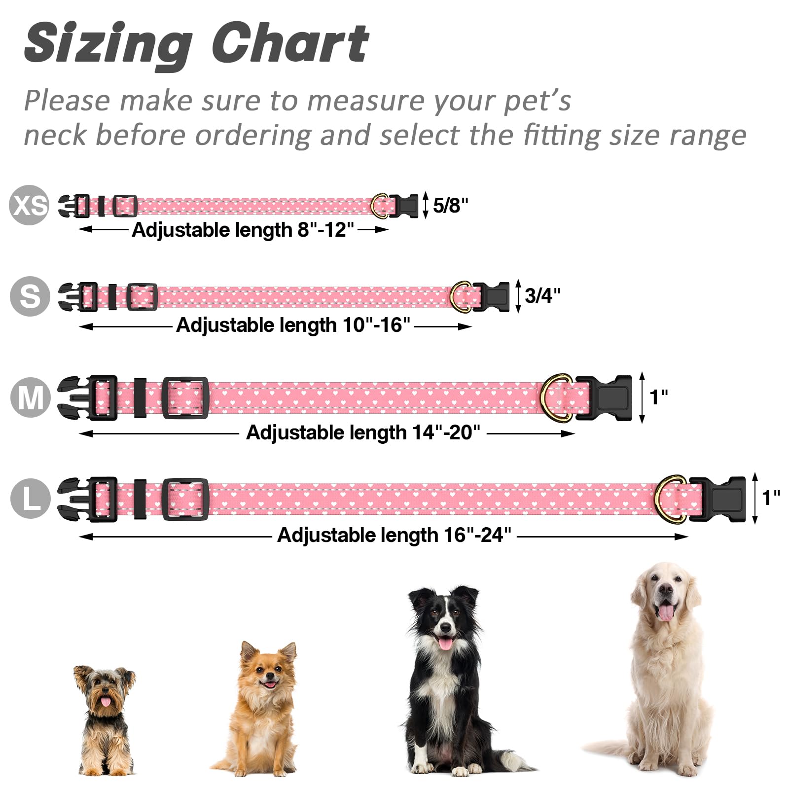 Tmoodel Reflective Dog Collar For Extra Small Dogs, Cute Adjustable Heavy-Duty Nylon Puppy Collars For Boy And Girl Female, Soft