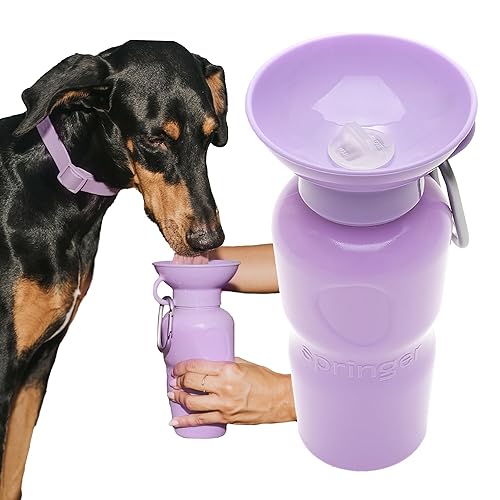 Springer Dog Travel Water Bottle | As Seen On Shark Tank | Patented, Leak-Proof, Portable Water Bottle For Dogs | Bpa-Free 22Oz Classic Lilac