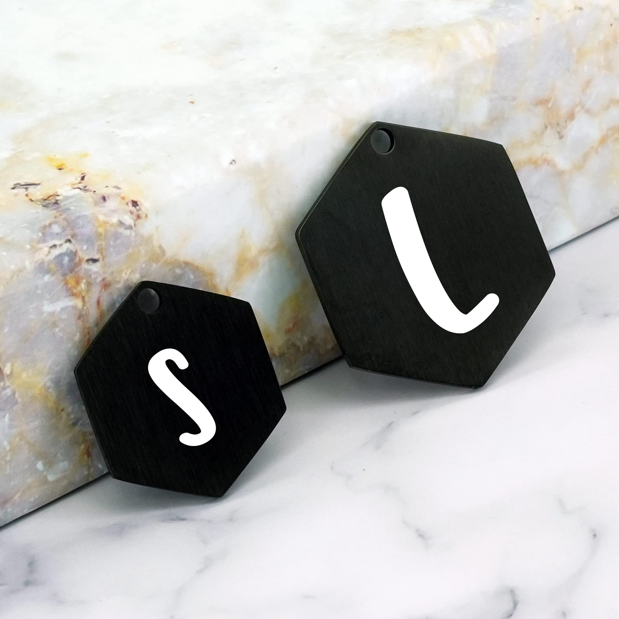 Ultra Joys Stainless Steel Pet Id Tag Dog Name Tags Personalized Front And Back Engraving, Customized Dog Tags And Cat Tags, Optional Engraved On Both Sides, Hexagon Tag With Vine Design, Large