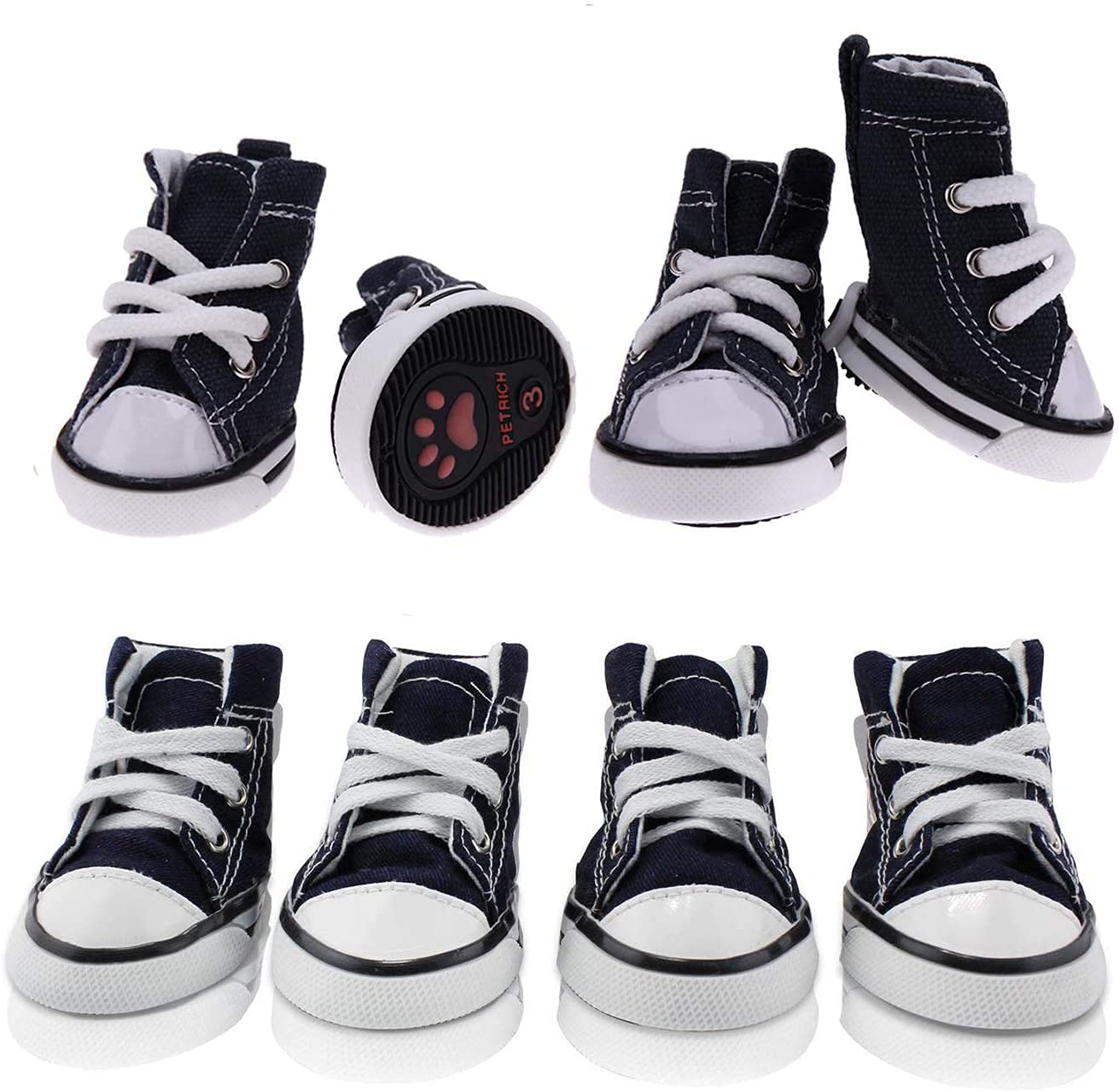 Besuntek Pet Dog Shoes, Puppy Canvas Sport Shoes Sneaker Boots, Non Slip Causal Shoes Dog & Cat Paw Protective Cover For Outdoor