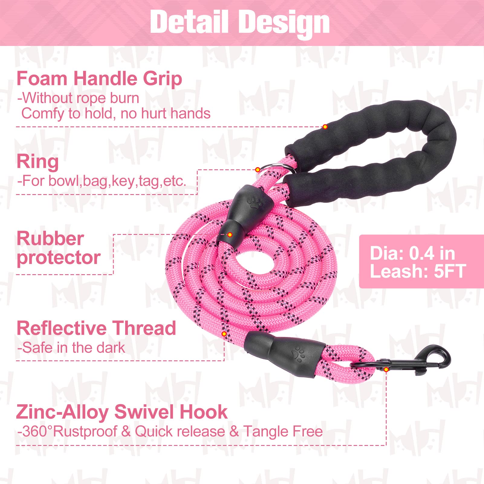 BEAUTYZOO Small Dog Harness and Leash Set, Soft Mesh, Reflective, Medium, Pink, for Extra-Small/Small Dogs and Cats