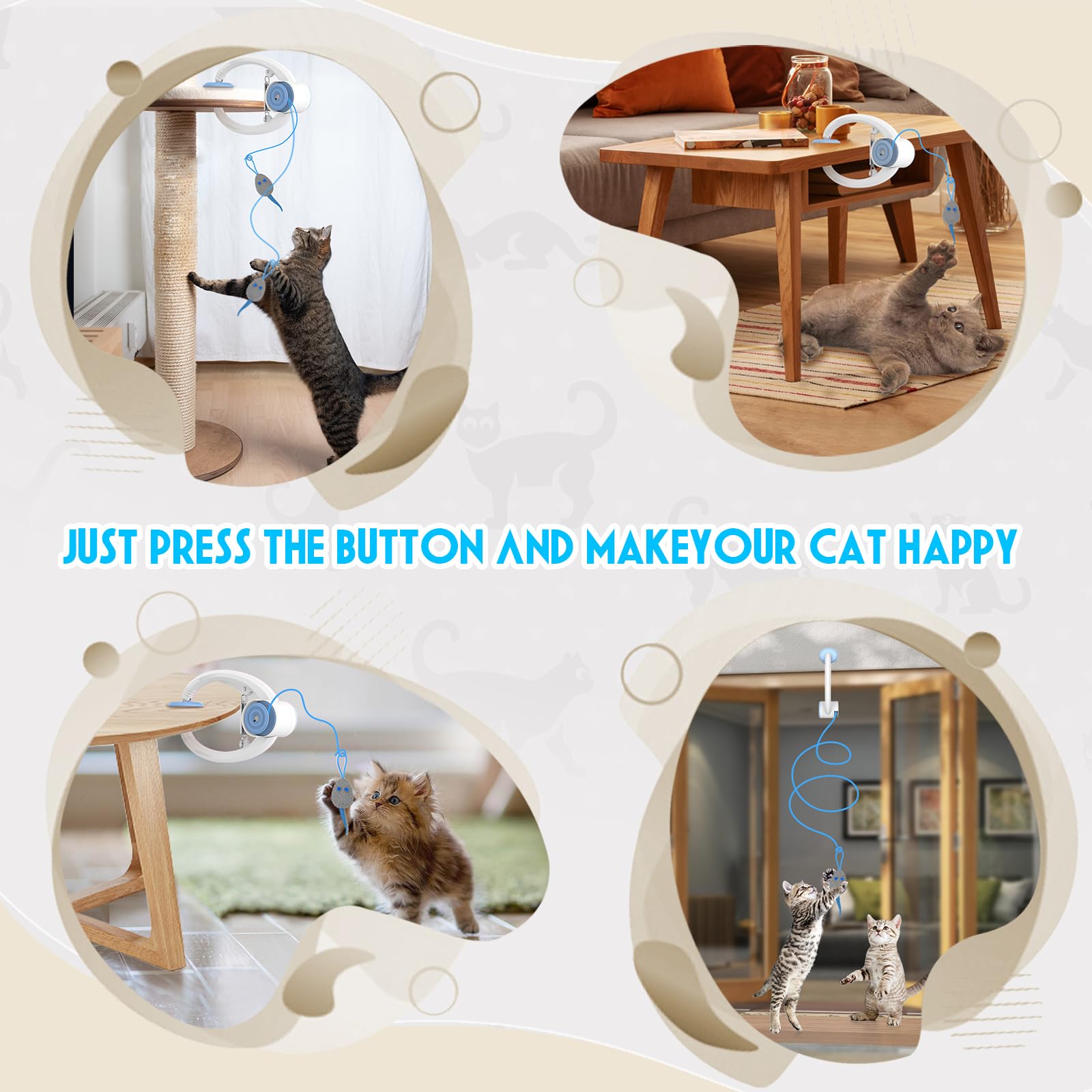 Kezlume Cat Toy Interactive For Indoor Cats, Smart Usb Rechargeable Door Hanging Automatic Retractable Kitten Toys, Teaser Elect