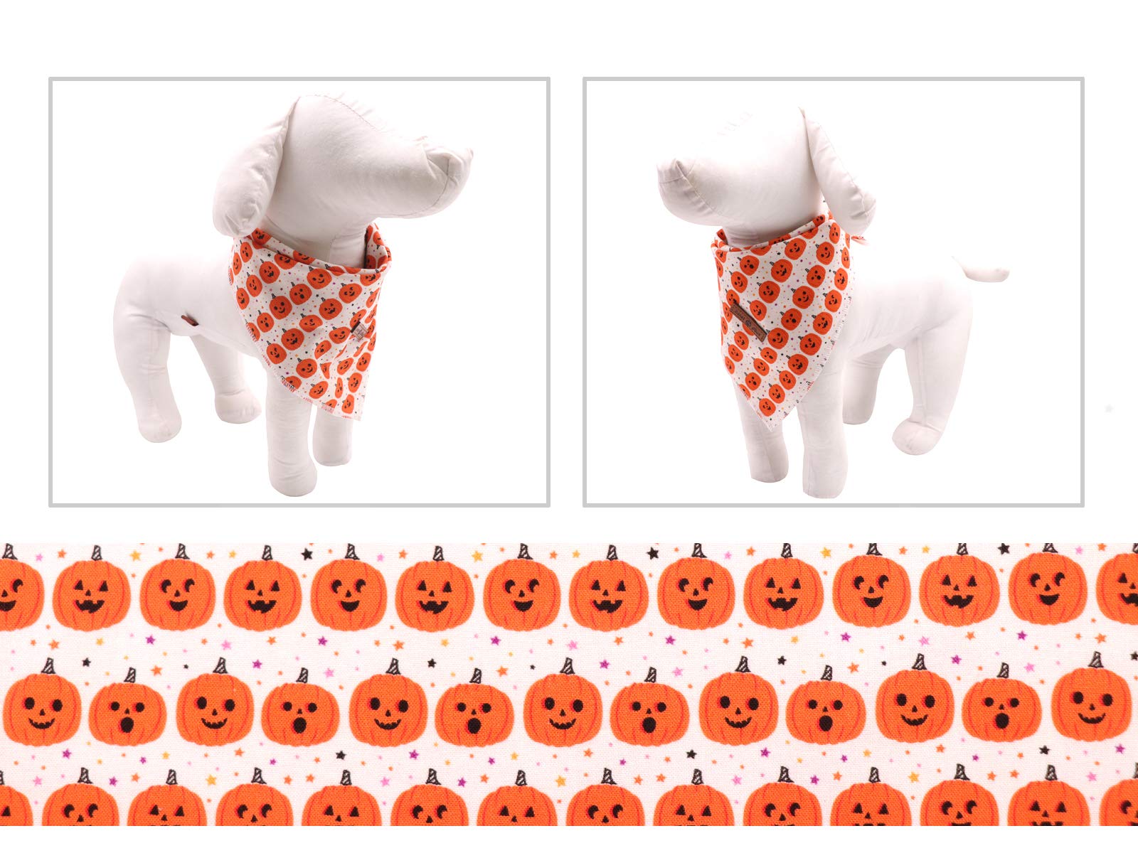Lionet Paws Halloween Dog Bandana Washable Cotton Handkerchief Scarf Triangle Orange Pumpkin Bandana For Small Medium Large Dogs Girl Boy Gift
