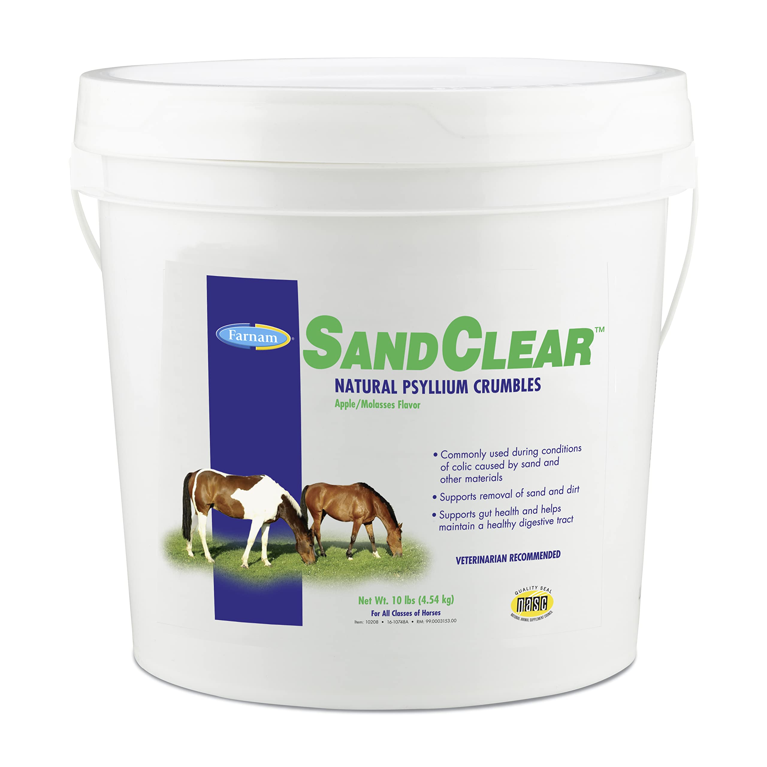 Farnam Sand Clear for Horses Natural Psyllium Crumbles, Veterinarian recommended to support the removal of sand & dirt from the 