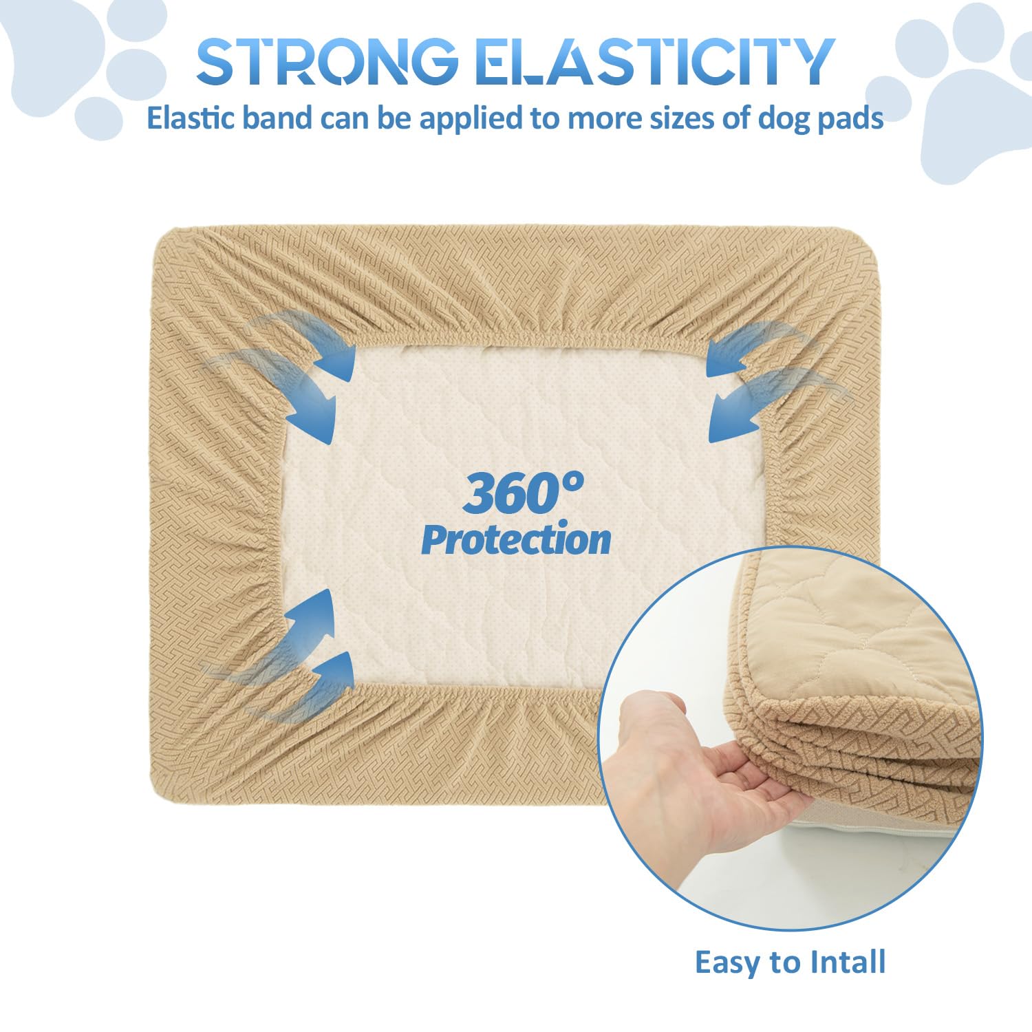 Chhkon Dog Bed Covers Replacement Washable Waterproof Pet Puppy Bed Cover For Dog(Beige,30X20X6 Inch)