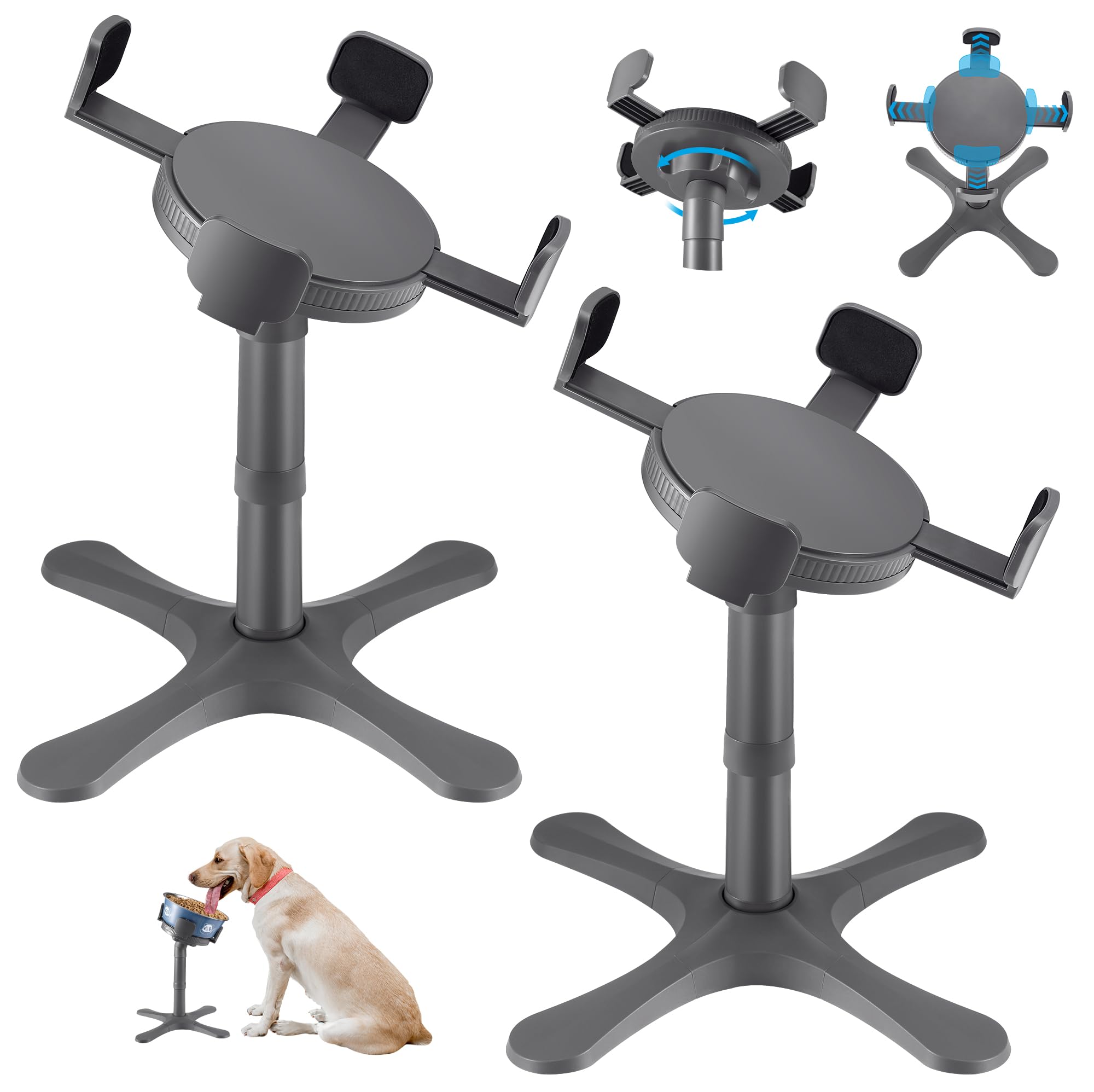 Dog Bowls Elevated Adjustable Stand, Raised Bowl with 3 Heights & Tilted Feeding Stand, Compatible with Various Bowls, for Mediu