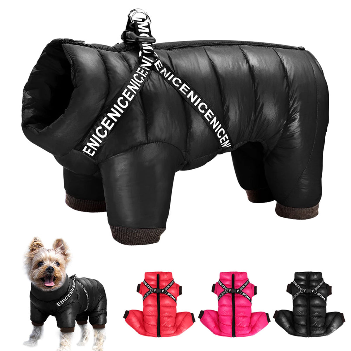 Didog Winter Small Dog Coats,Waterproof Jackets With Harness & D Rings, Warm Zip Up Cold Weather Coats For Puppy & Cats Walking 