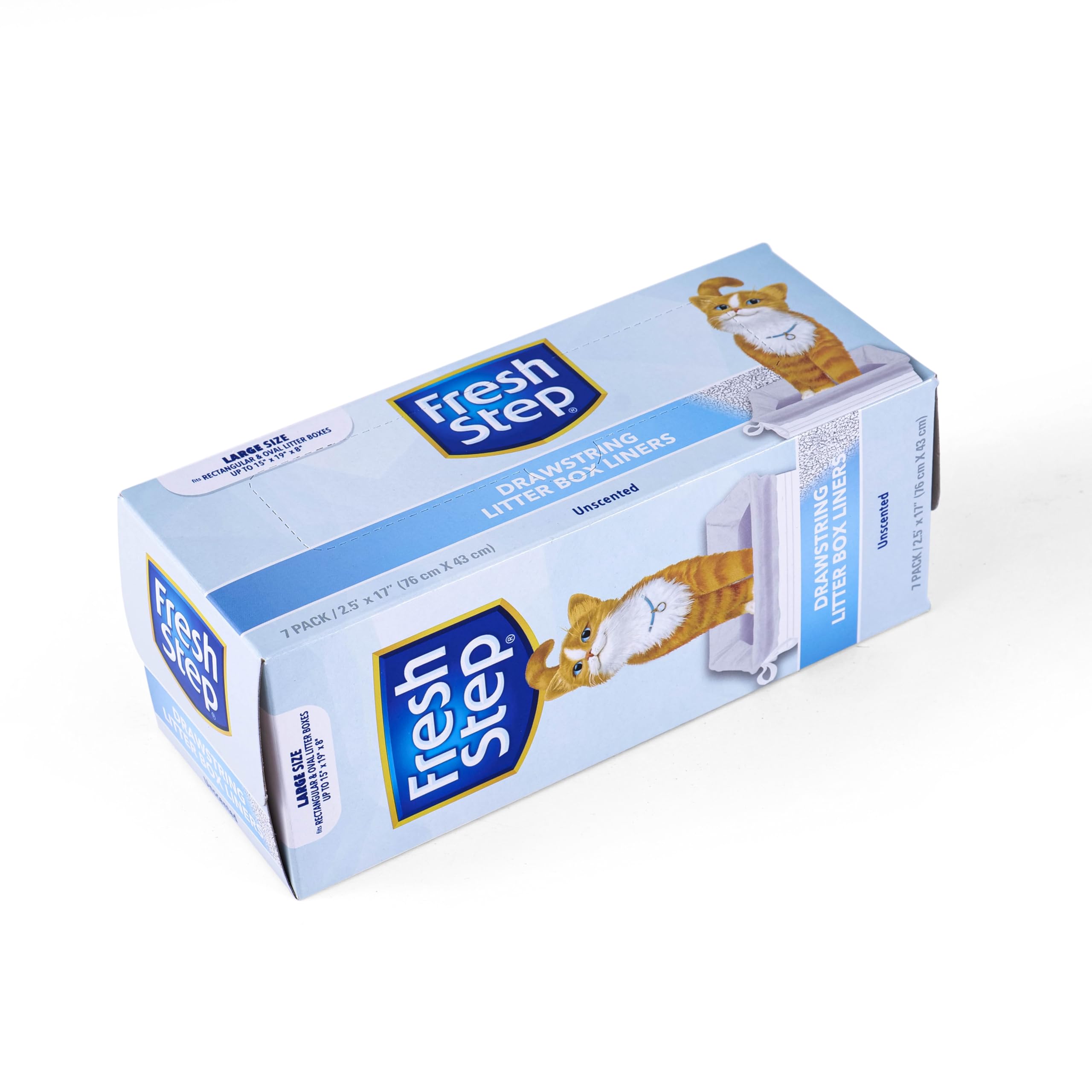 Fresh Step Drawstring Cat Litter Box Liners, Unscented, Size Large, 30' X 17' - 7 Count | Kitty Litter Bags, Cat Litter Liners For All Cats To Keep Your Home Clean