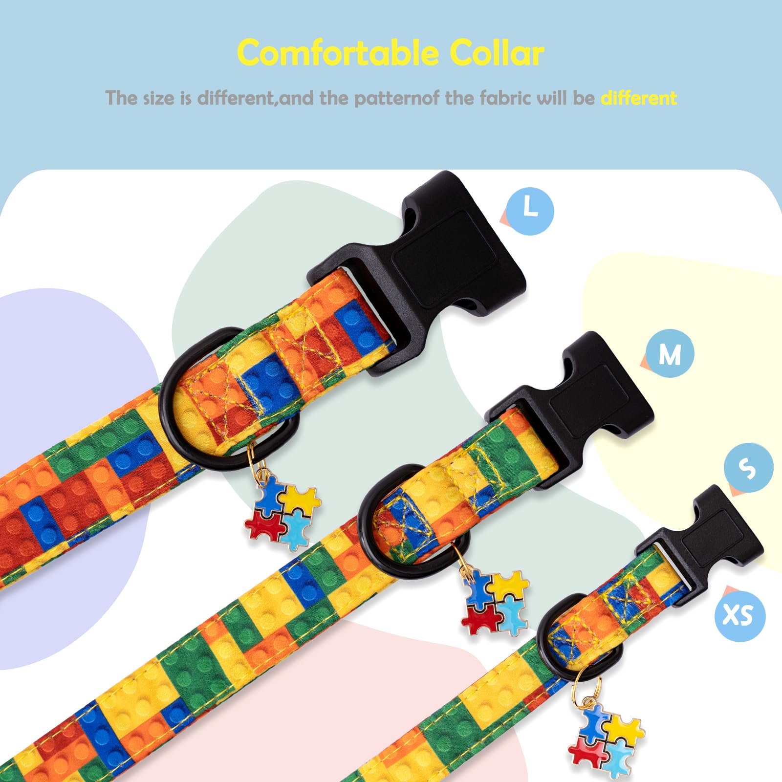 Faygarsle Dog Collar For Small Medium Large Dogs Colorful Puppy Collars For Female Dogs Toy Building Blocks Patterned Pet Collar