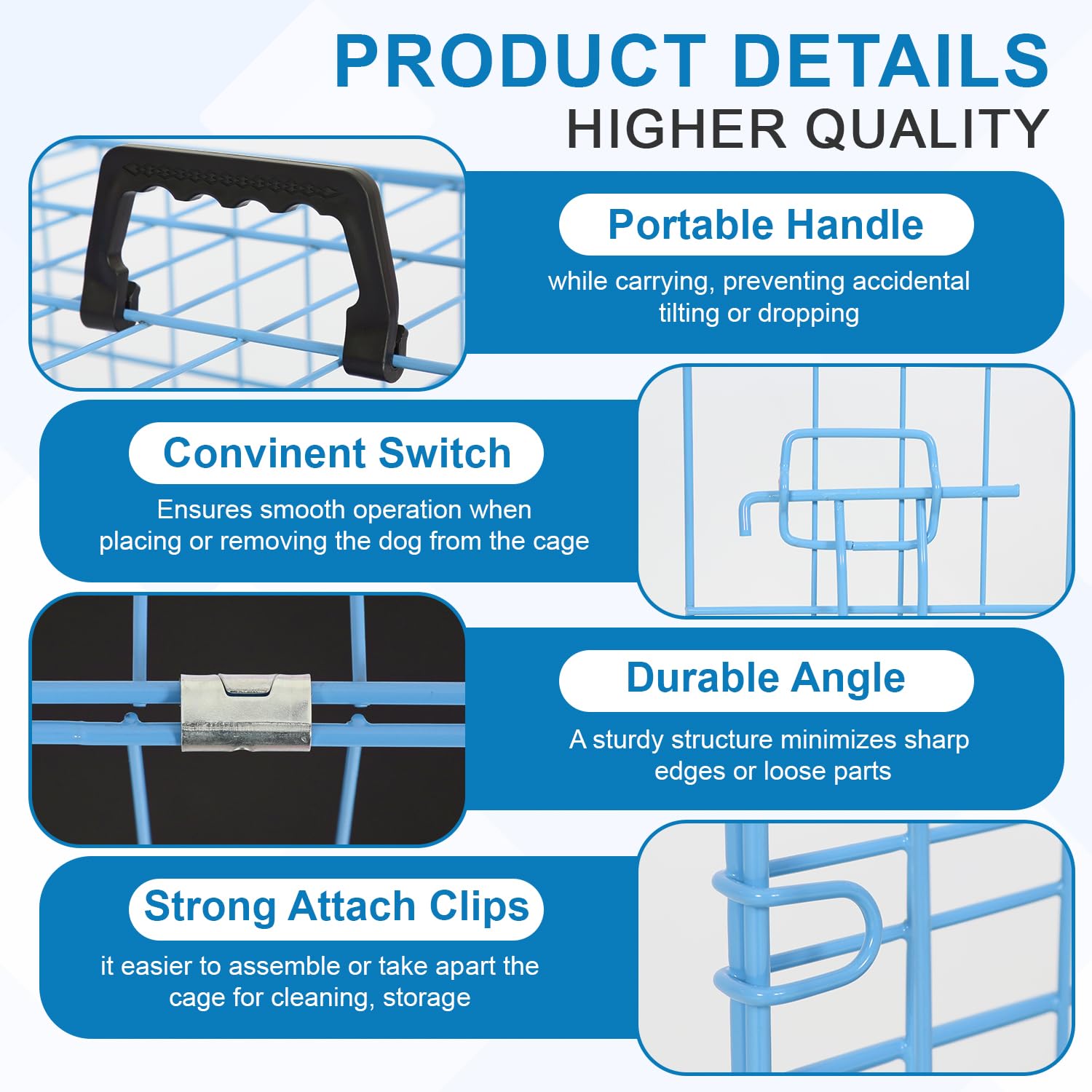 Dog Crate, Wire Kennel With Divider Panel, Metal Cages With Double Door, Leak-Proof Pan Tray, Folding Portable Pet Dog Cage For