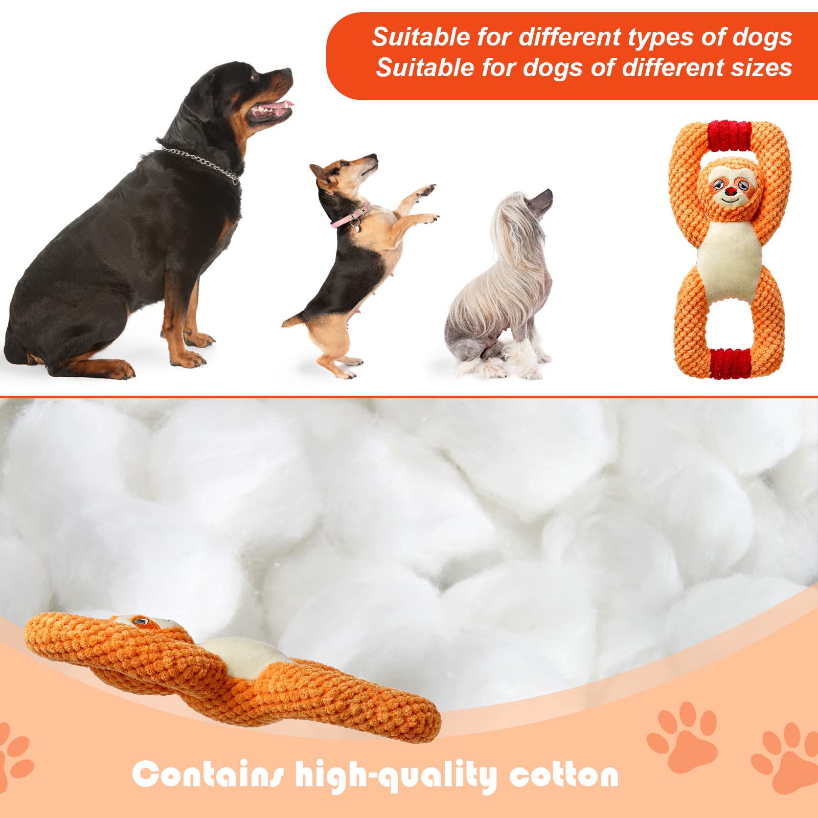 Samtotopets Large Squeaky Dog Toys, Stuffed Animal Dog Plush Toy,Interactive Puppy Toys With Crinkle Paper For Small, Medium, An