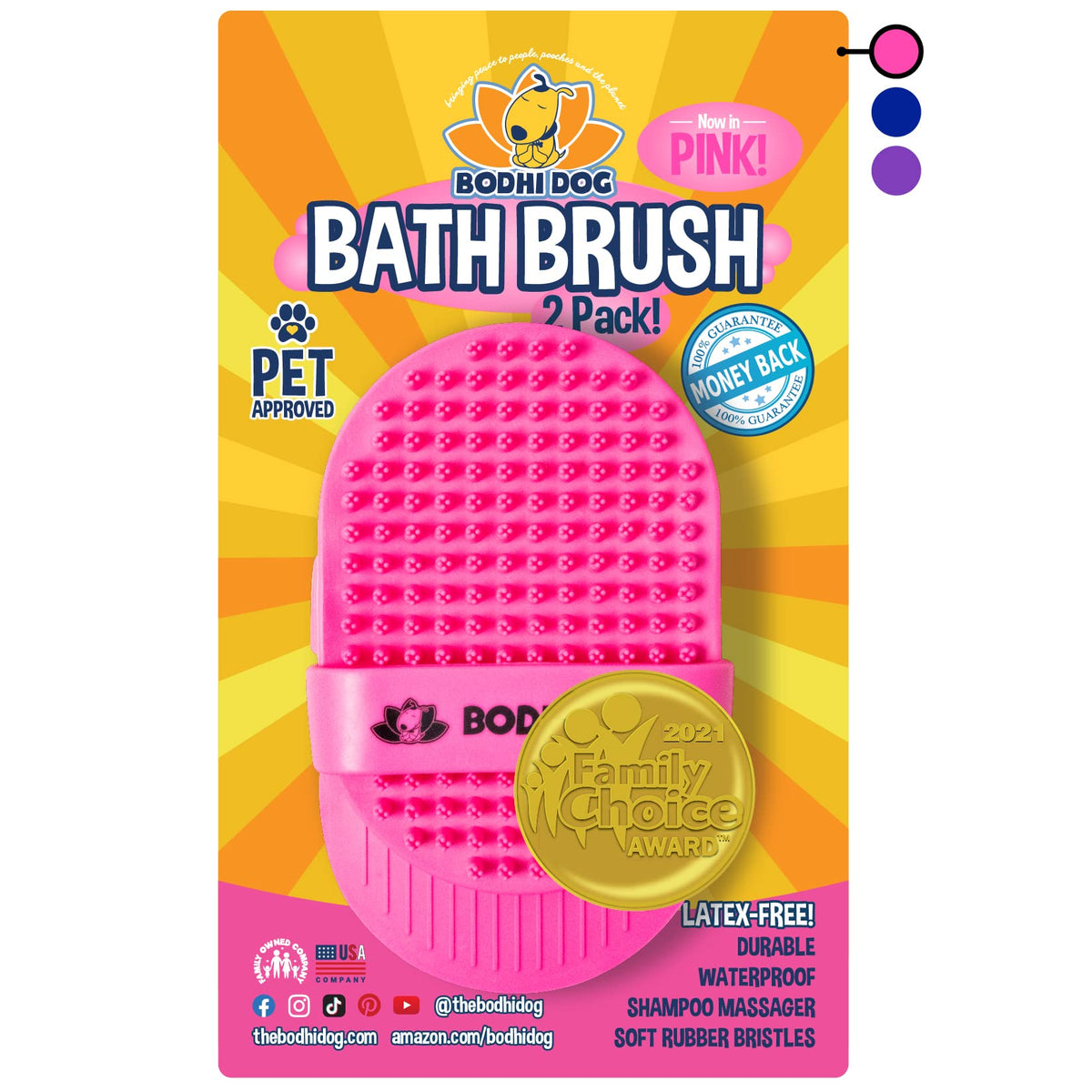 Bodhi Dog Shampoo Brush | Pet Shower & Bath Supplies For Cats & Dogs | Dog Bath Brush For Dog Grooming | Long & Short Hair Dog S