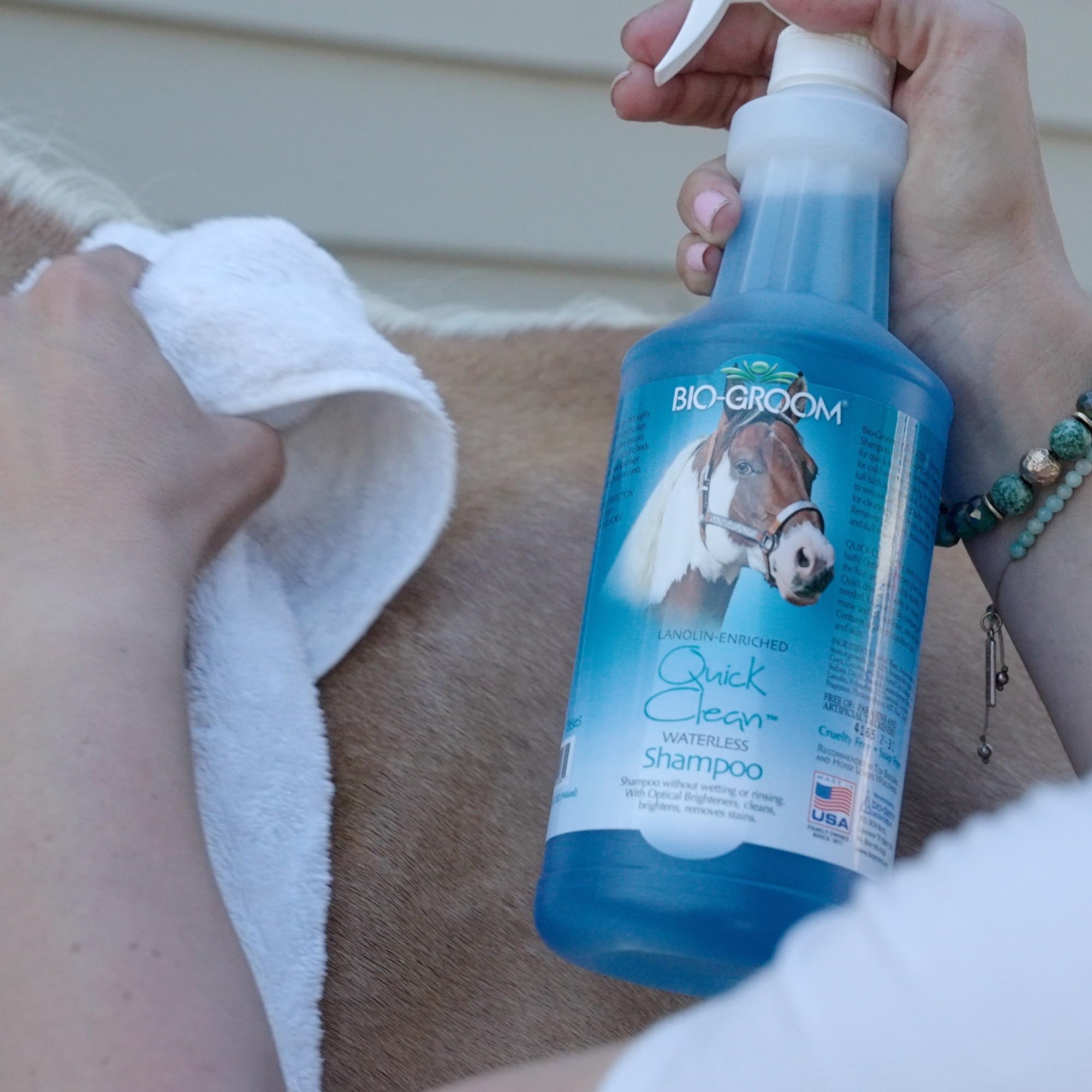Bio-Groom Waterless Horse Shampoo - Dry, Quick Clean, Mane And Tail Shampoo For Horses, Grooming Supplies, Pet Shampoo Spray Cruelty-Free, Made In Usa - 32 Fl Oz 1-Pack