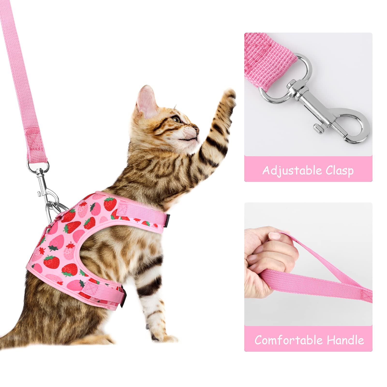 Uratot Cat Harness And Leash Set Cat Vest Harness Pet Leash And Collar Set Pet Harness For Kitties Puppies Small Pets Outdoor Walking, X-Small