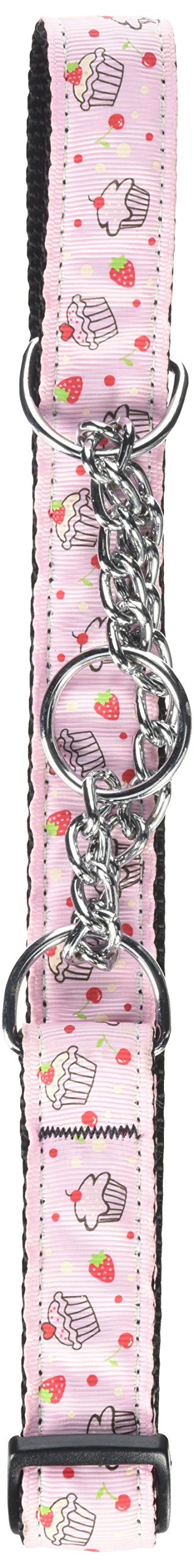 Mirage Pet Products Cupcakes Nylon Ribbon Martingale Collar for Pets, Large, Light Pink